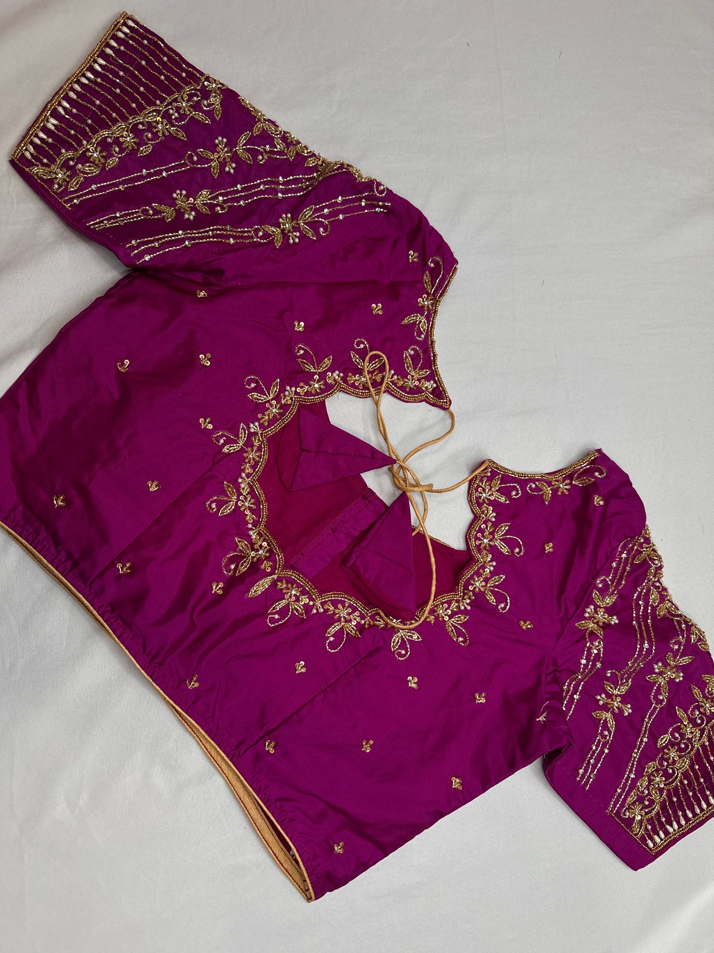 Purple Kardana Net Sleeves Maggam Blouse