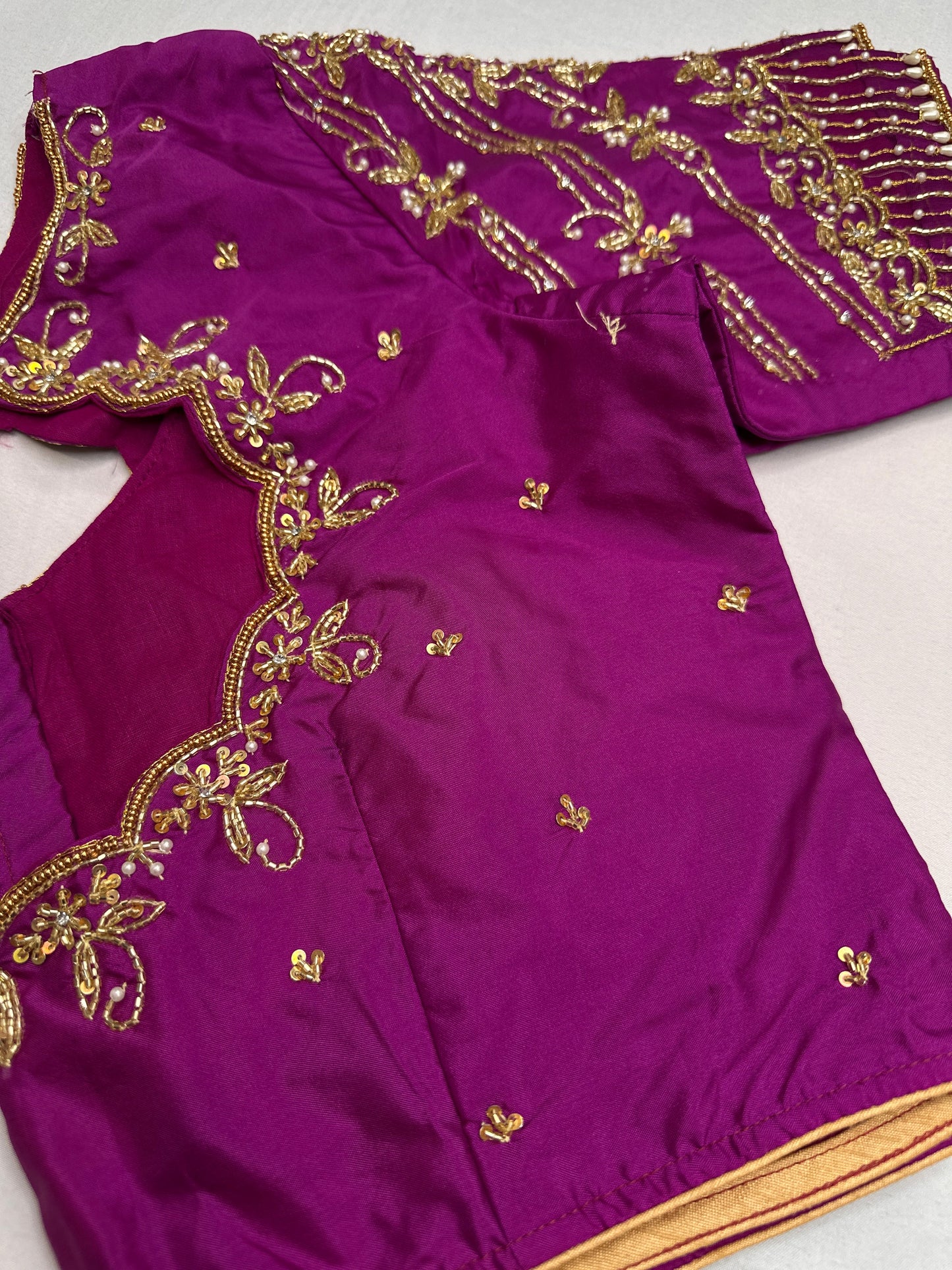 Purple Kardana Net Sleeves Maggam Blouse