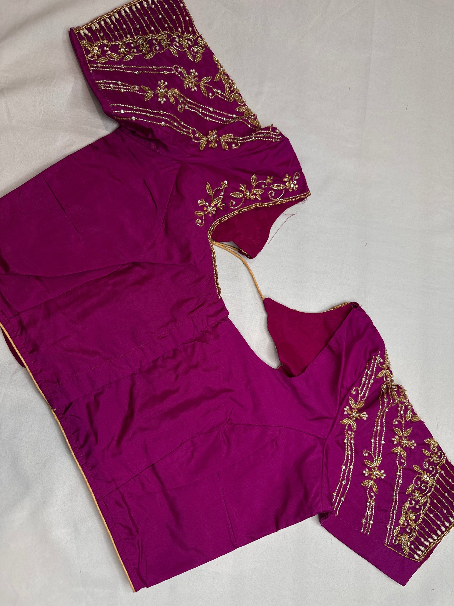Purple Kardana Net Sleeves Maggam Blouse
