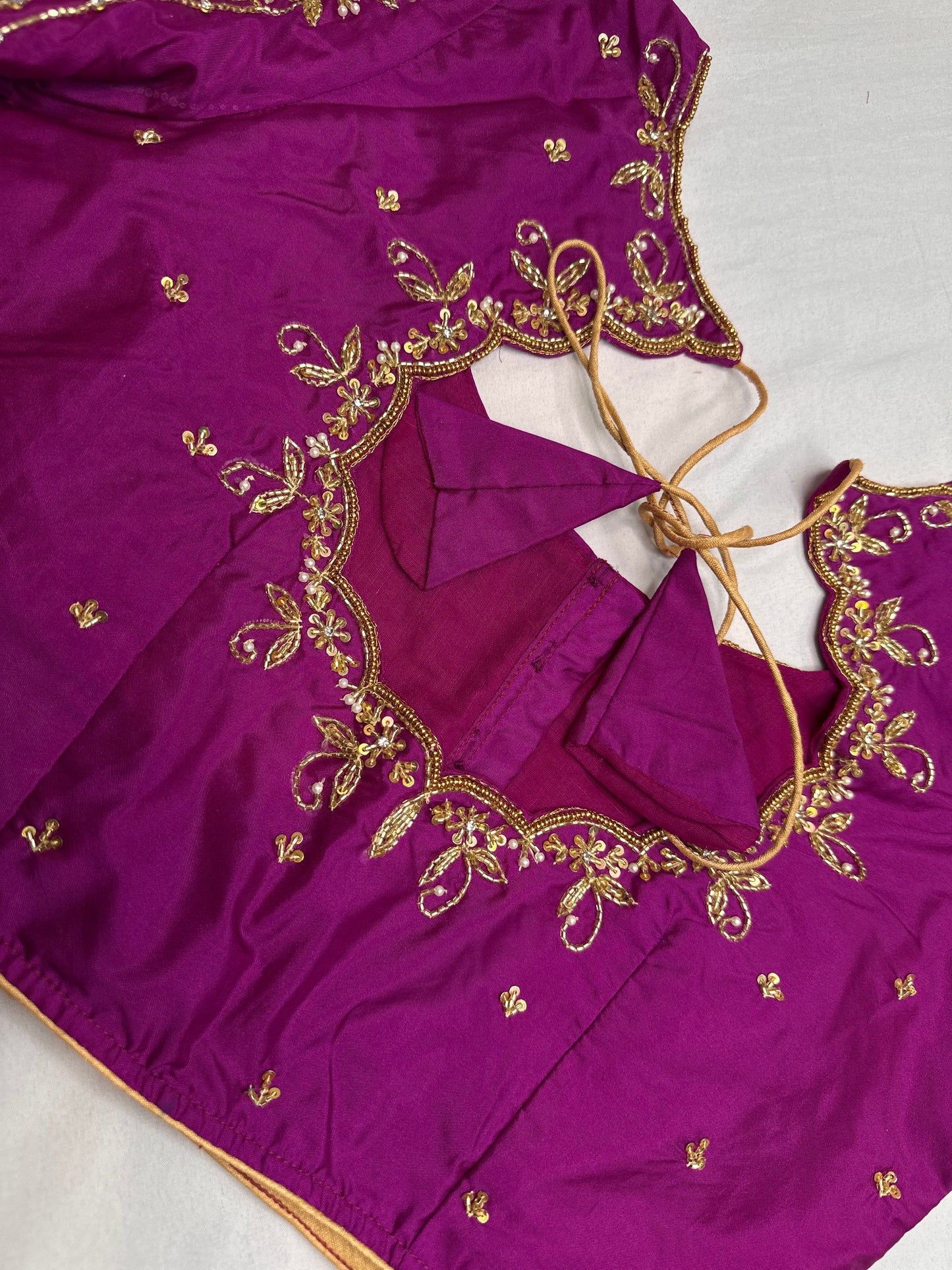 Purple Kardana Net Sleeves Maggam Blouse
