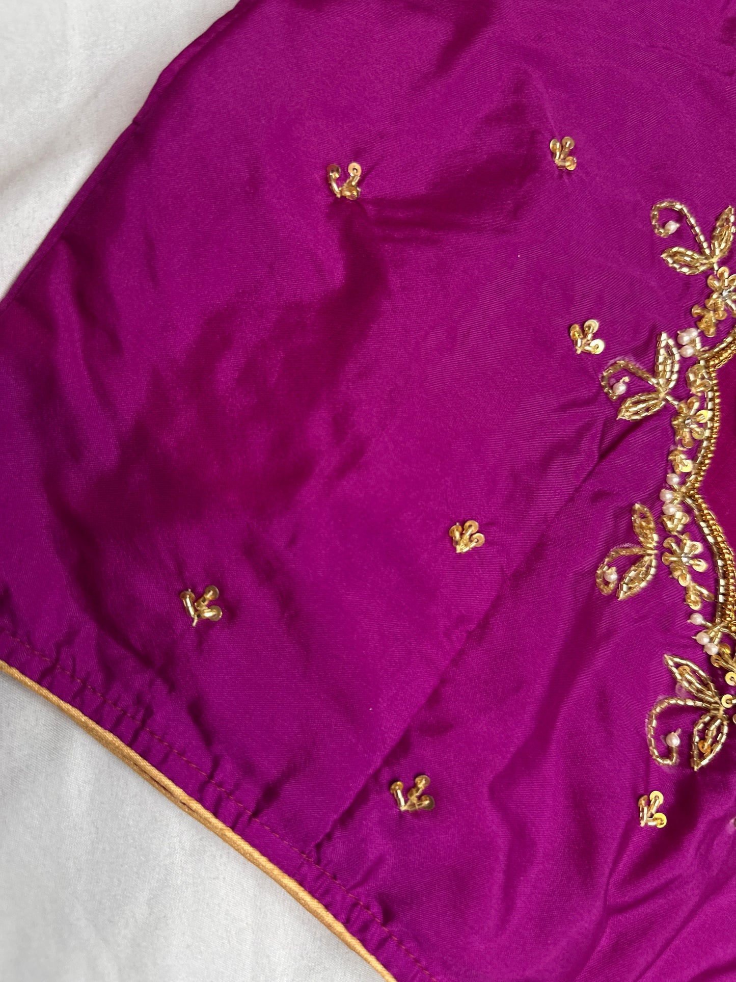 Purple Kardana Net Sleeves Maggam Blouse