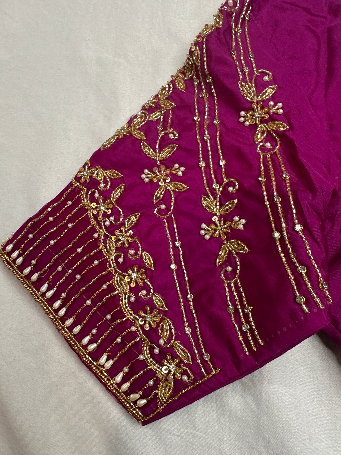 Purple Kardana Net Sleeves Maggam Blouse