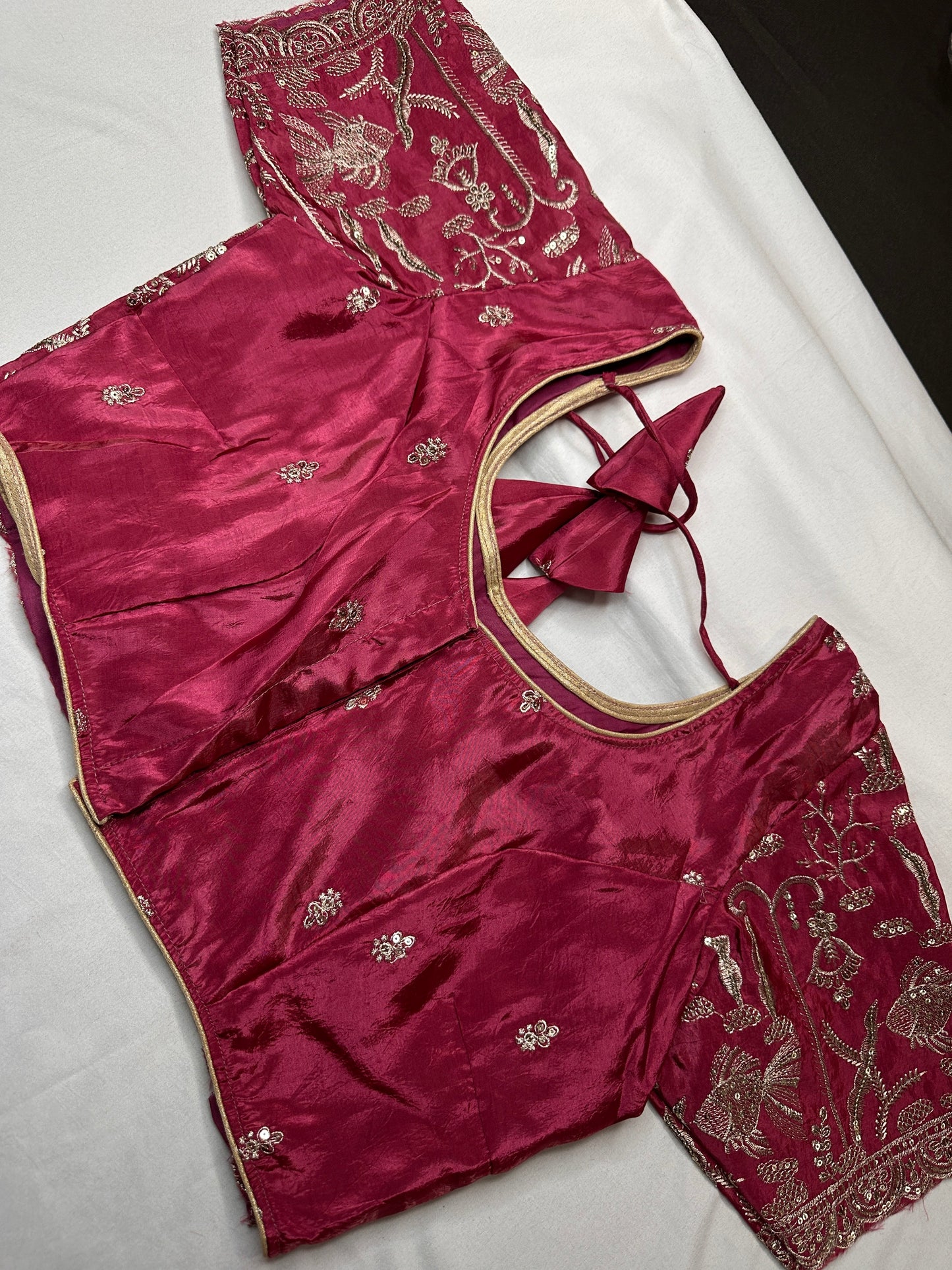 Pink Embroidery Chennon Silk Blouse