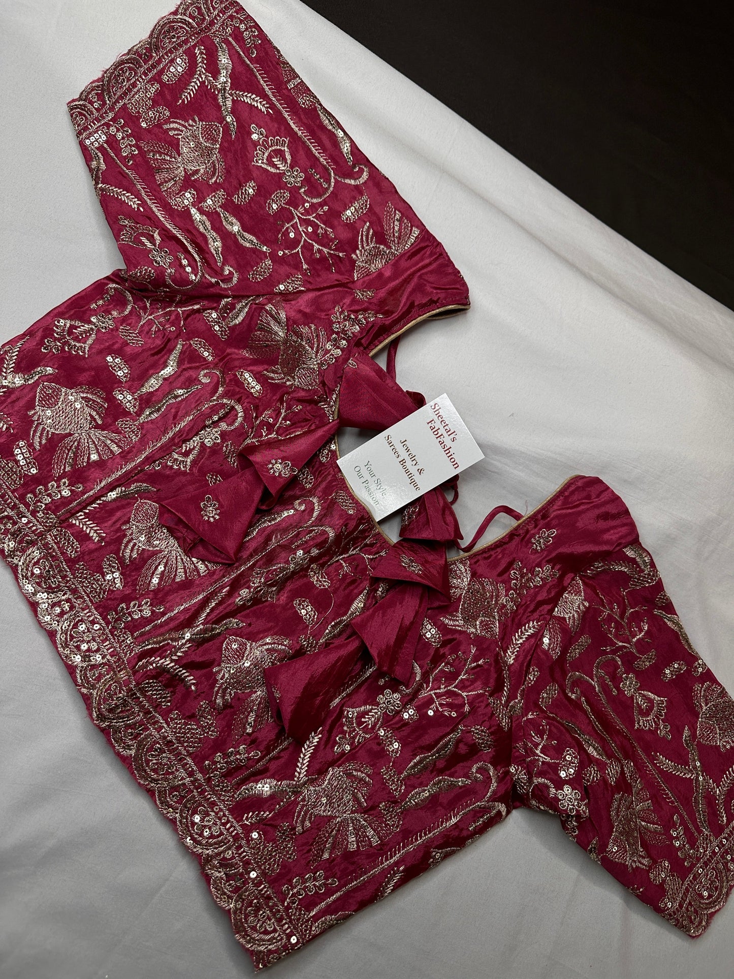 Pink Embroidery Chennon Silk Blouse