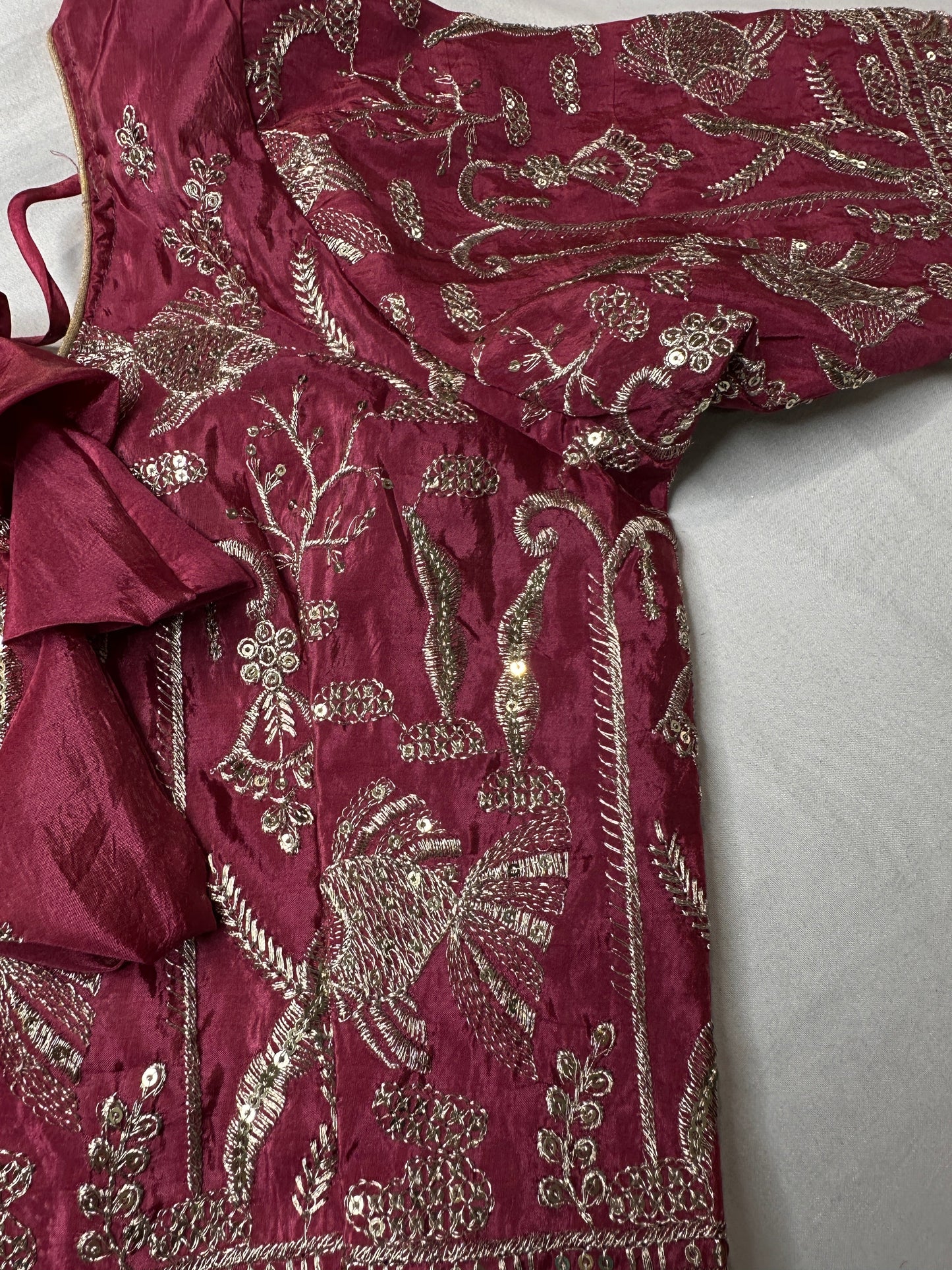 Pink Embroidery Chennon Silk Blouse