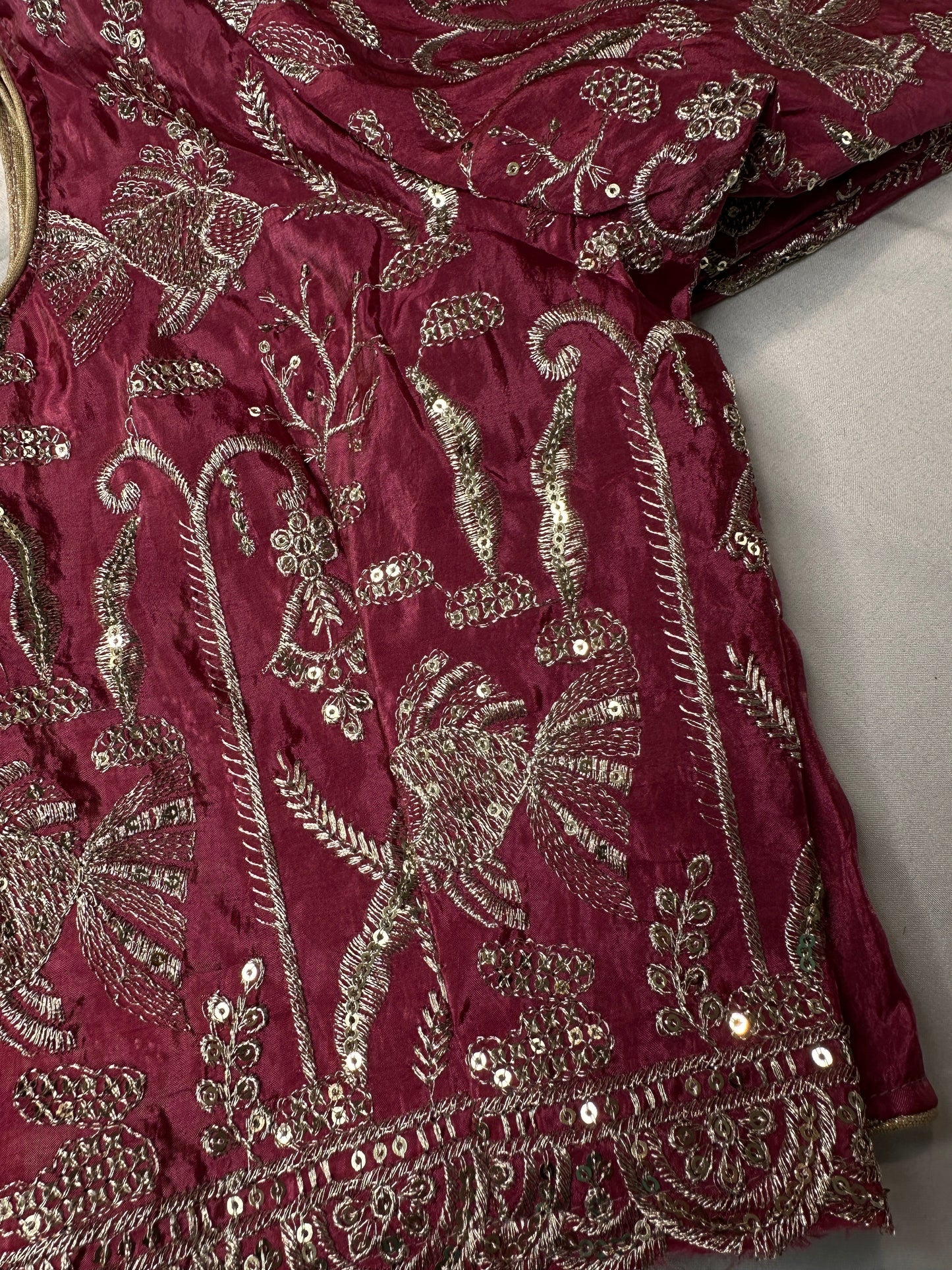 Pink Embroidery Chennon Silk Blouse