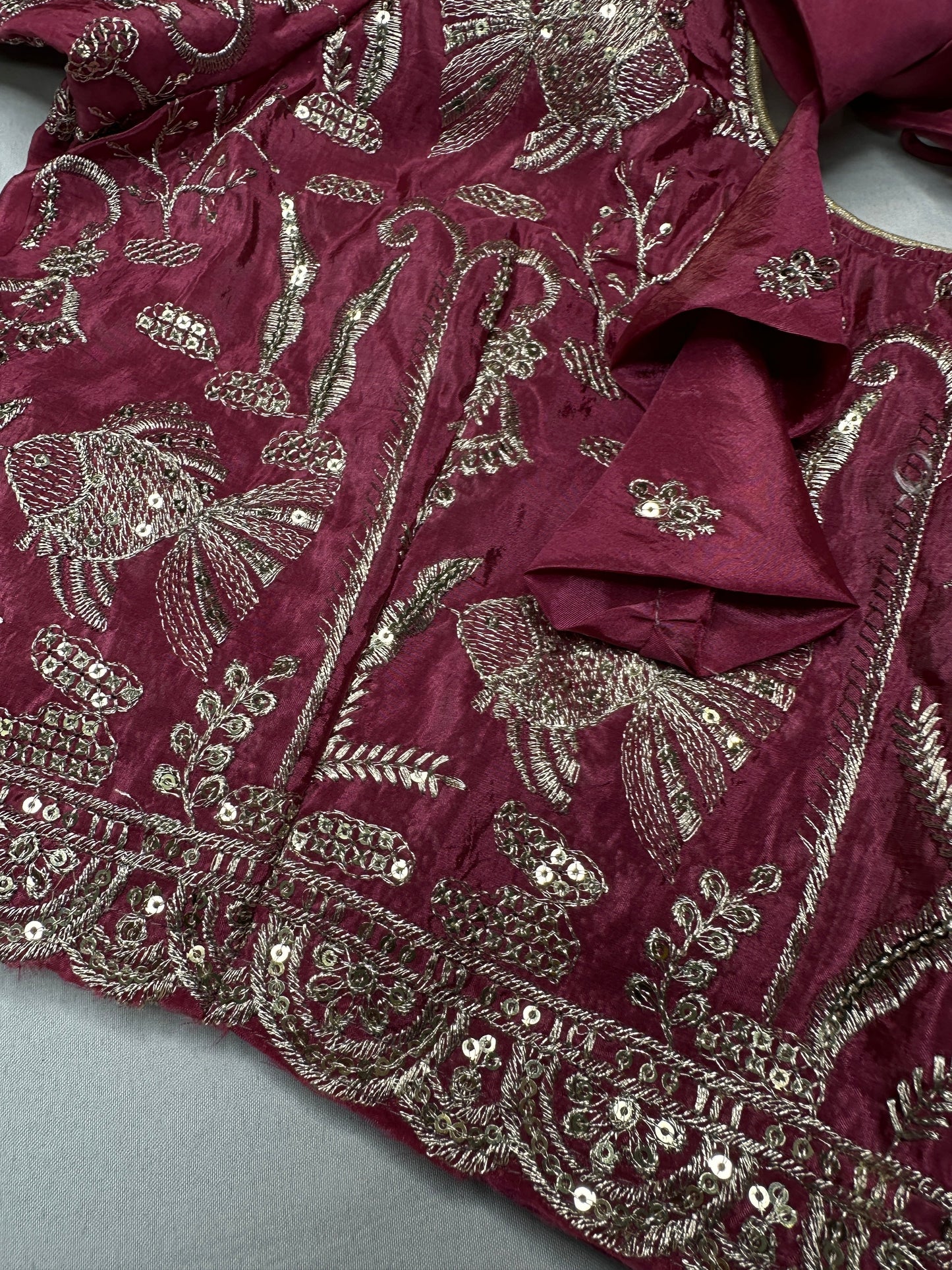 Pink Embroidery Chennon Silk Blouse