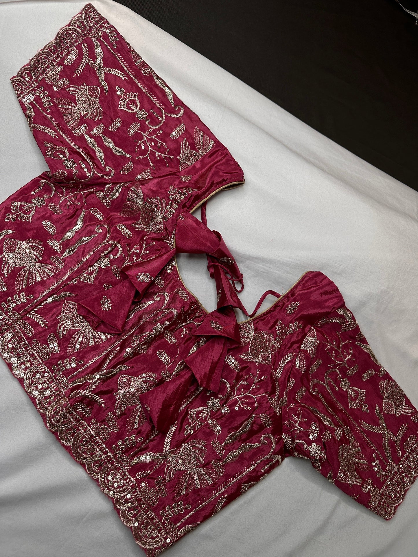 Pink Embroidery Chennon Silk Blouse