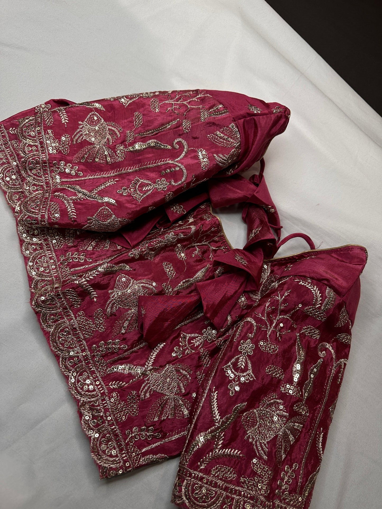 Pink Embroidery Chennon Silk Blouse