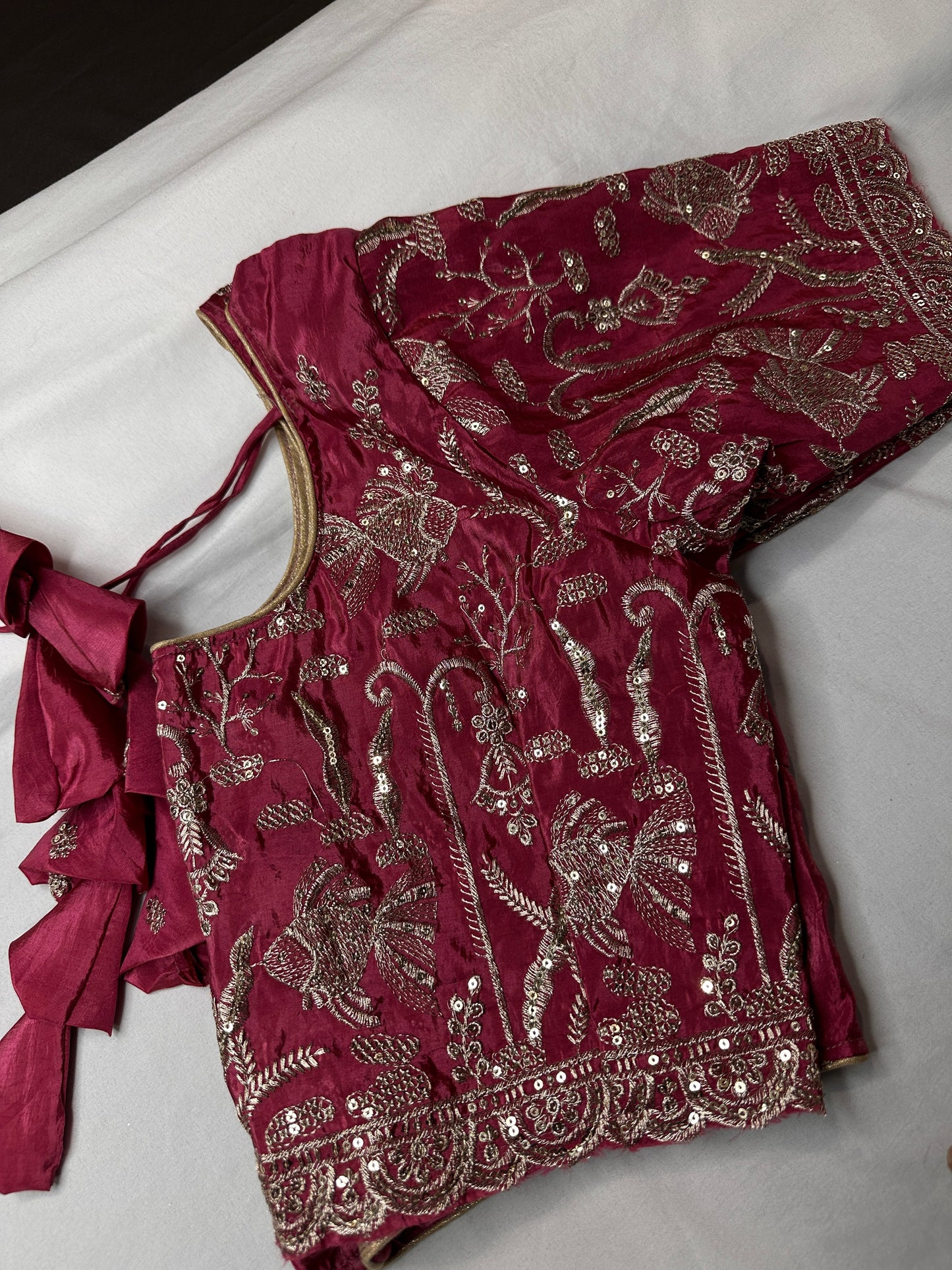 Pink Embroidery Chennon Silk Blouse