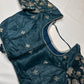 Teal Green Embroidery Chennon Silk Blouse