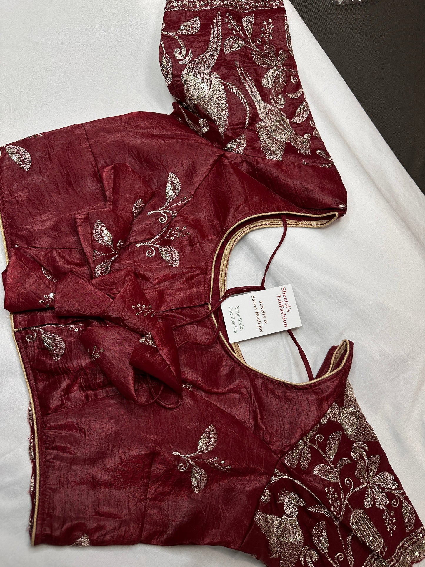 Dusty Rose Embroidery Chennon Silk Blouse