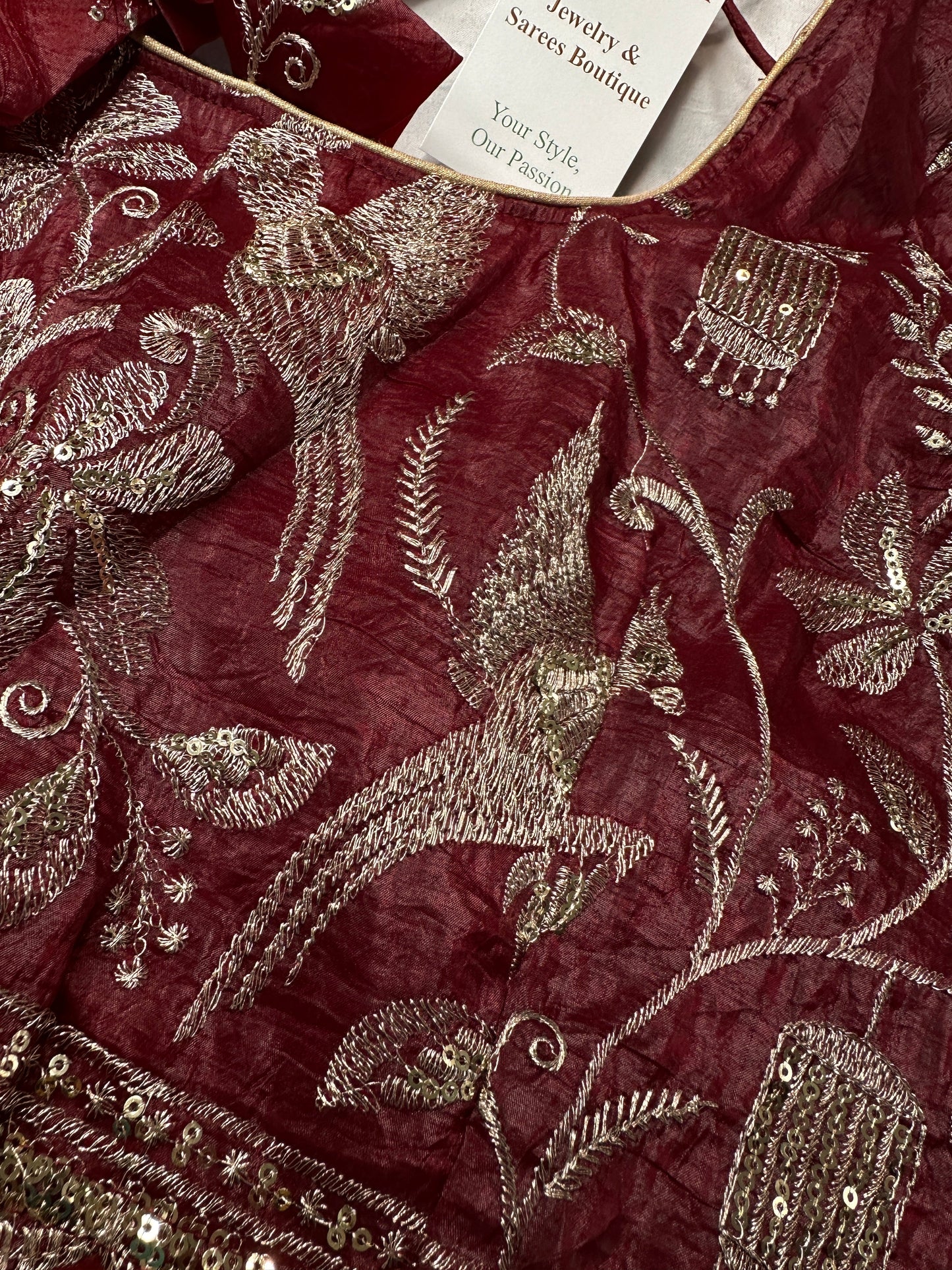 Dusty Rose Embroidery Chennon Silk Blouse