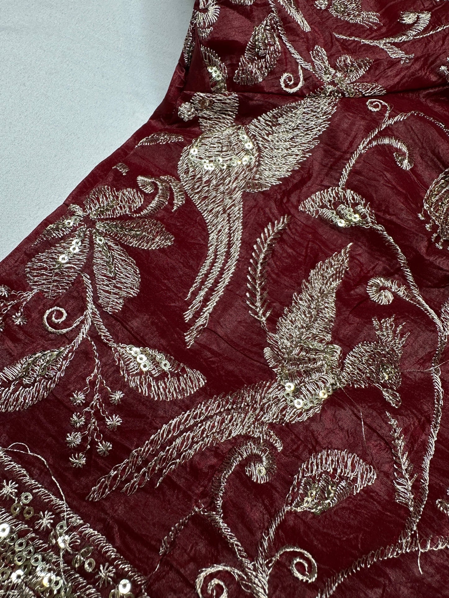 Dusty Rose Embroidery Chennon Silk Blouse