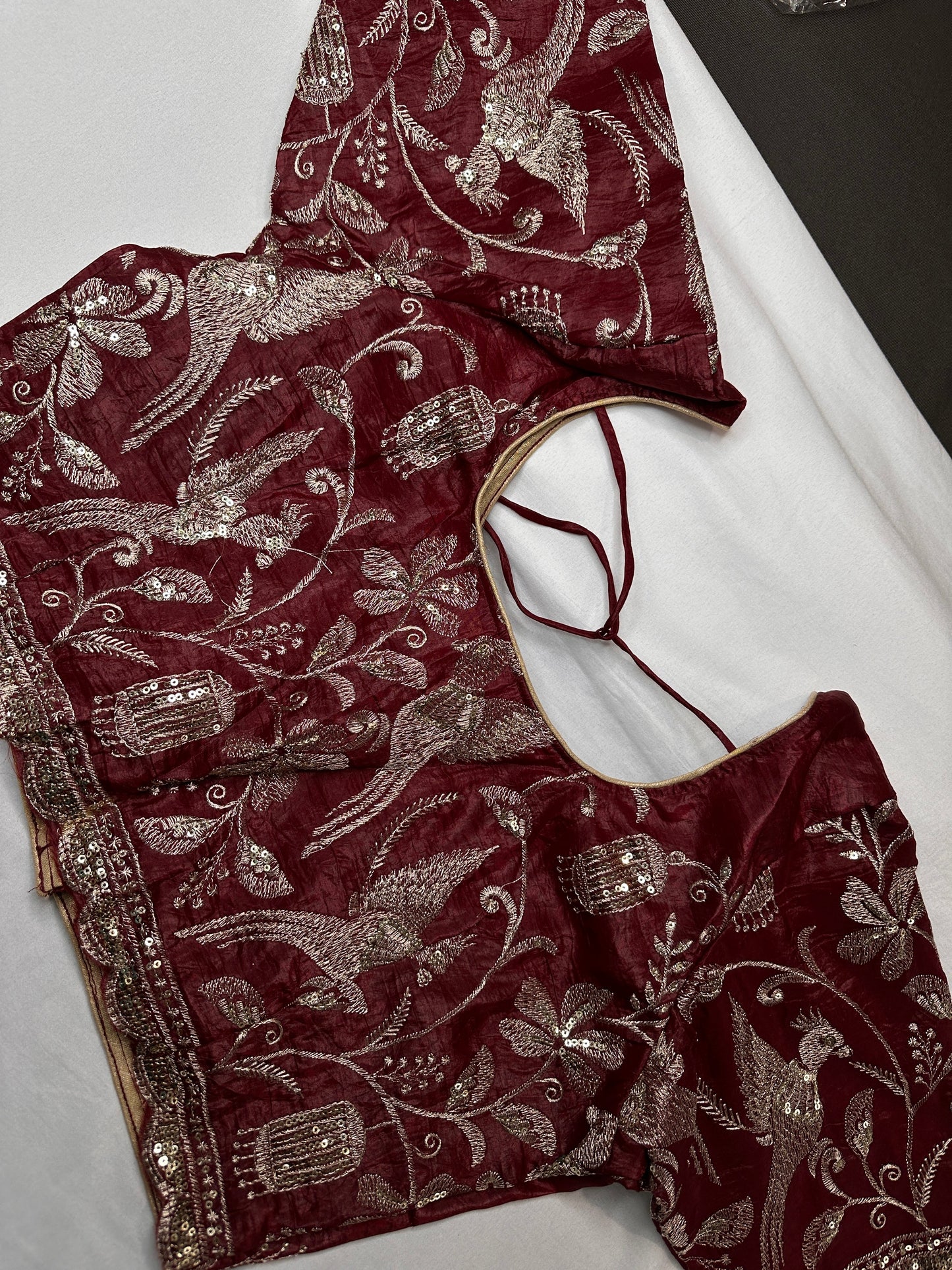 Dusty Rose Embroidery Chennon Silk Blouse