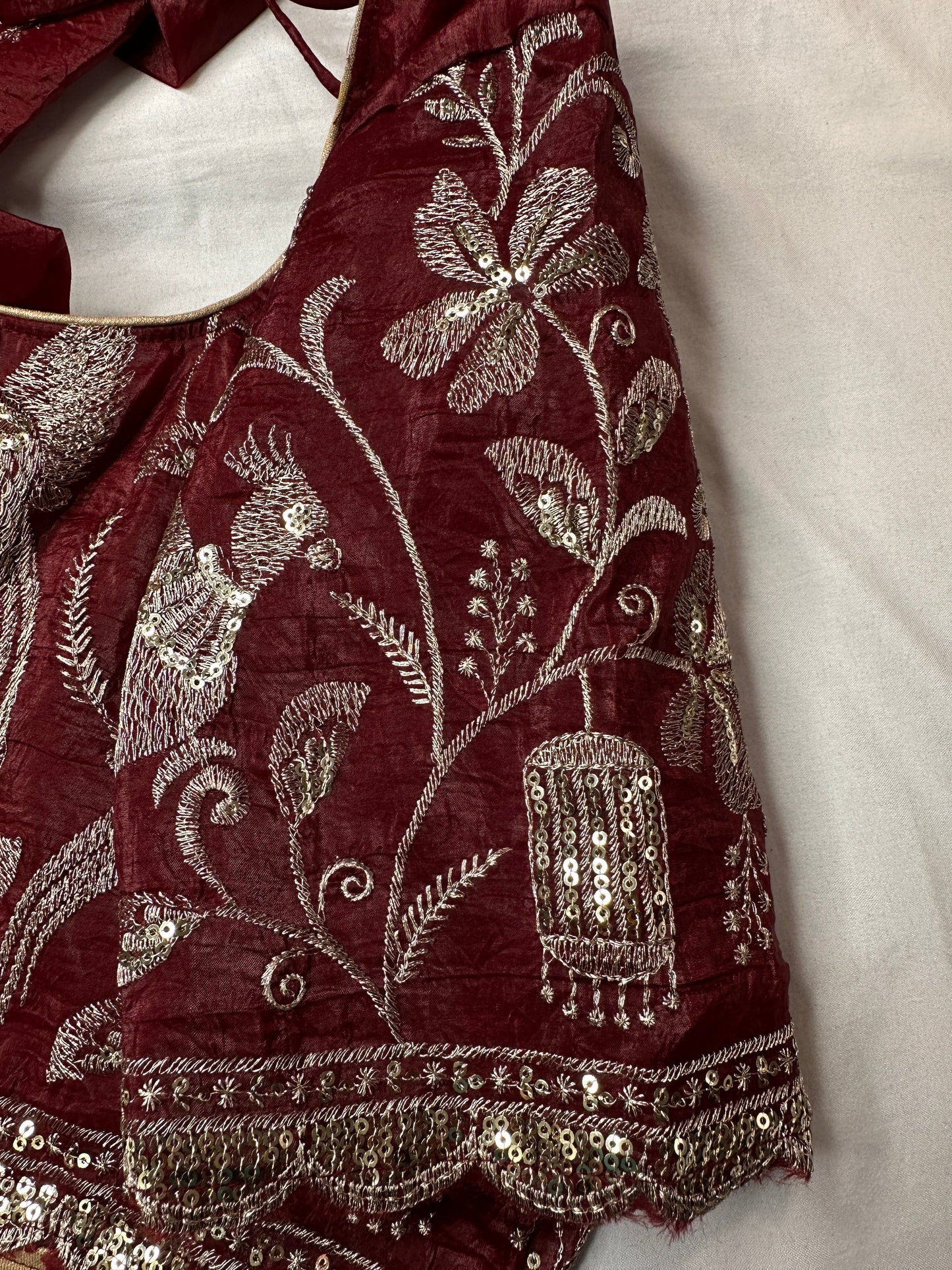 Dusty Rose Embroidery Chennon Silk Blouse