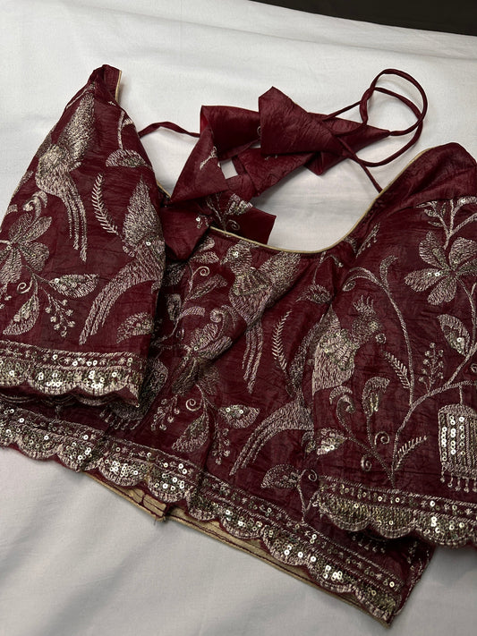 Dusty Rose Embroidery Chennon Silk Blouse