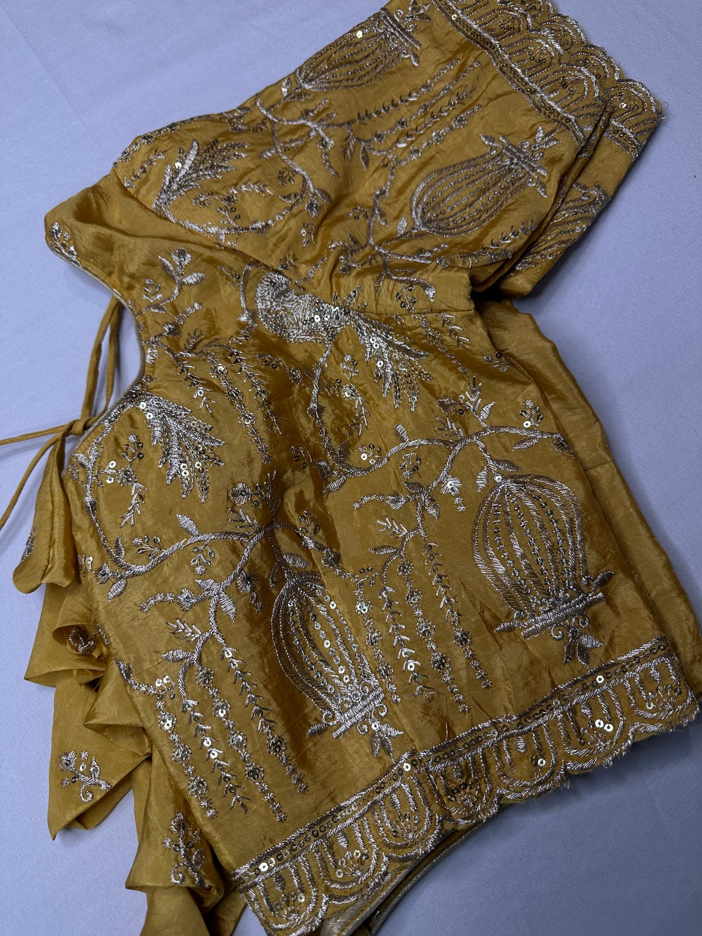Yellow Gold Embroidery Chennon Silk Blouse