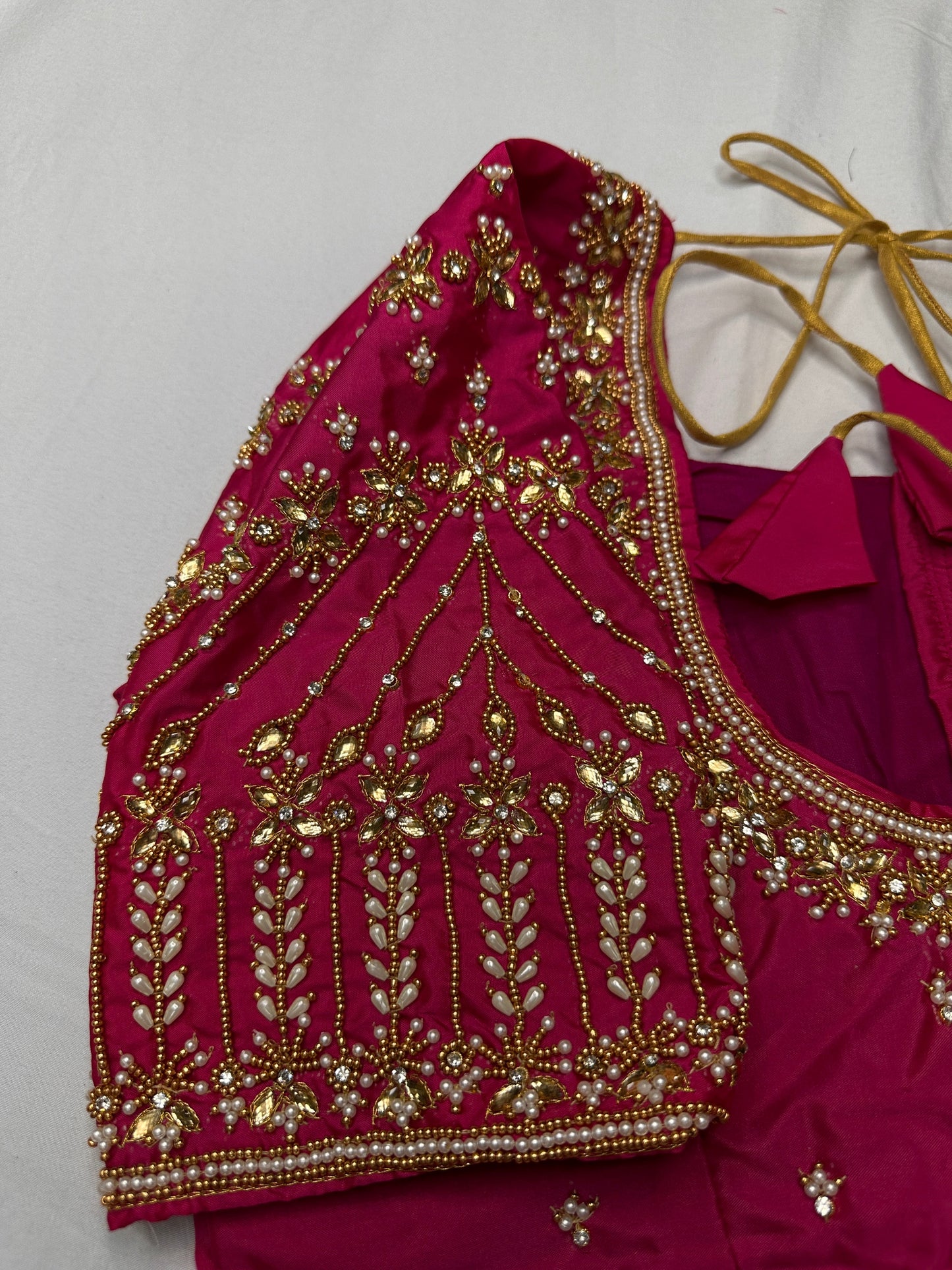 Pink Kardana Pearls Maggam Blouse
