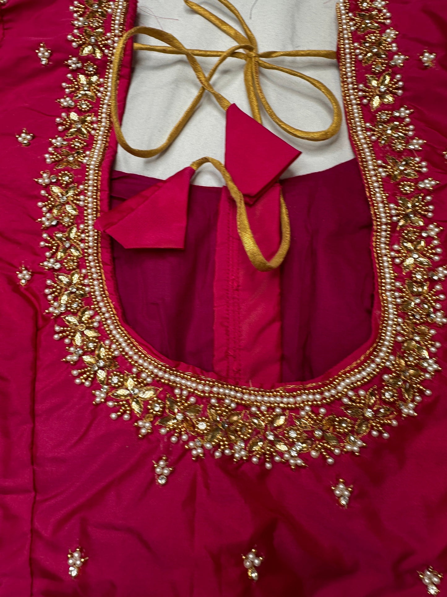 Pink Kardana Pearls Maggam Blouse