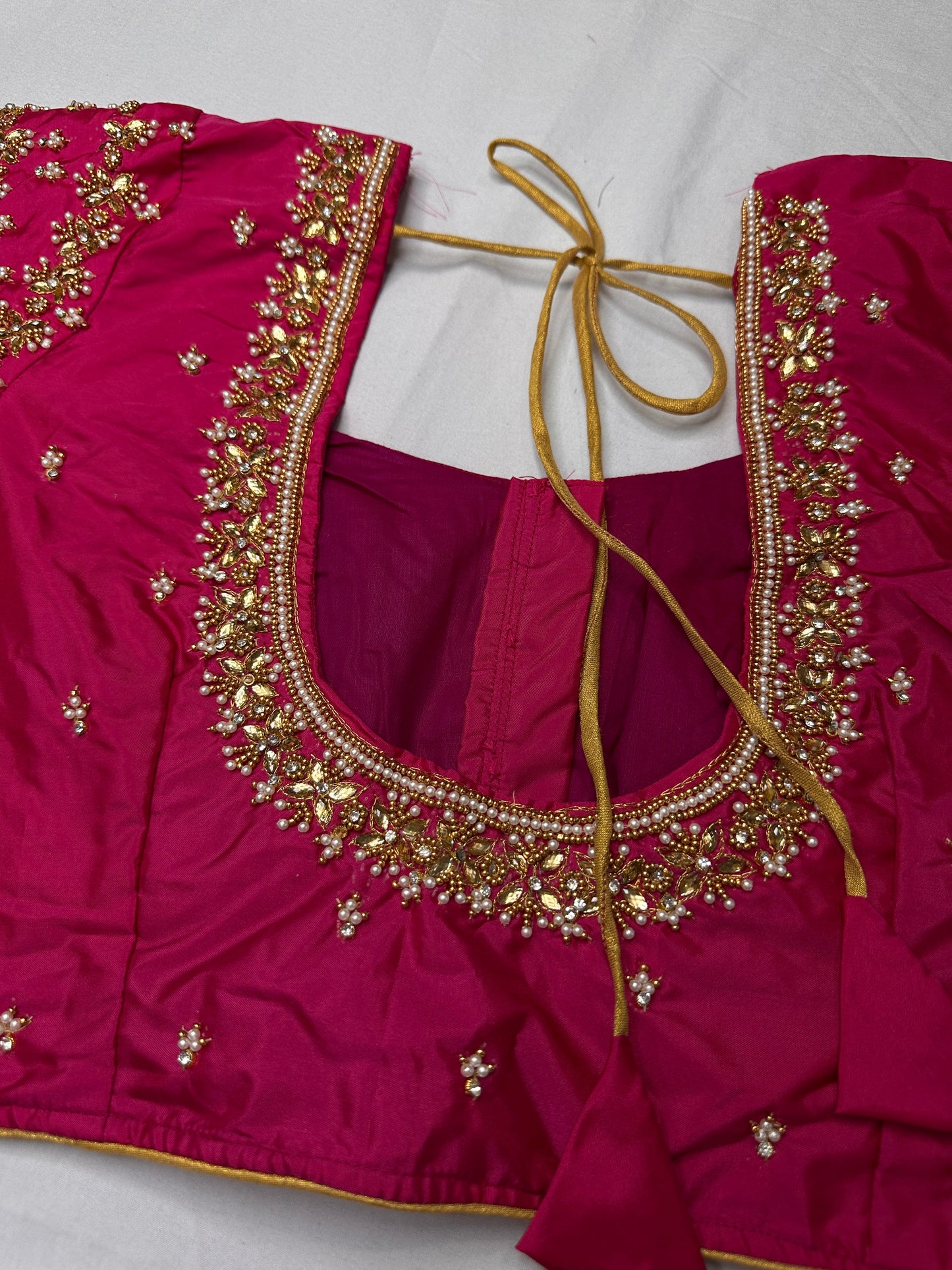 Pink Kardana Pearls Maggam Blouse