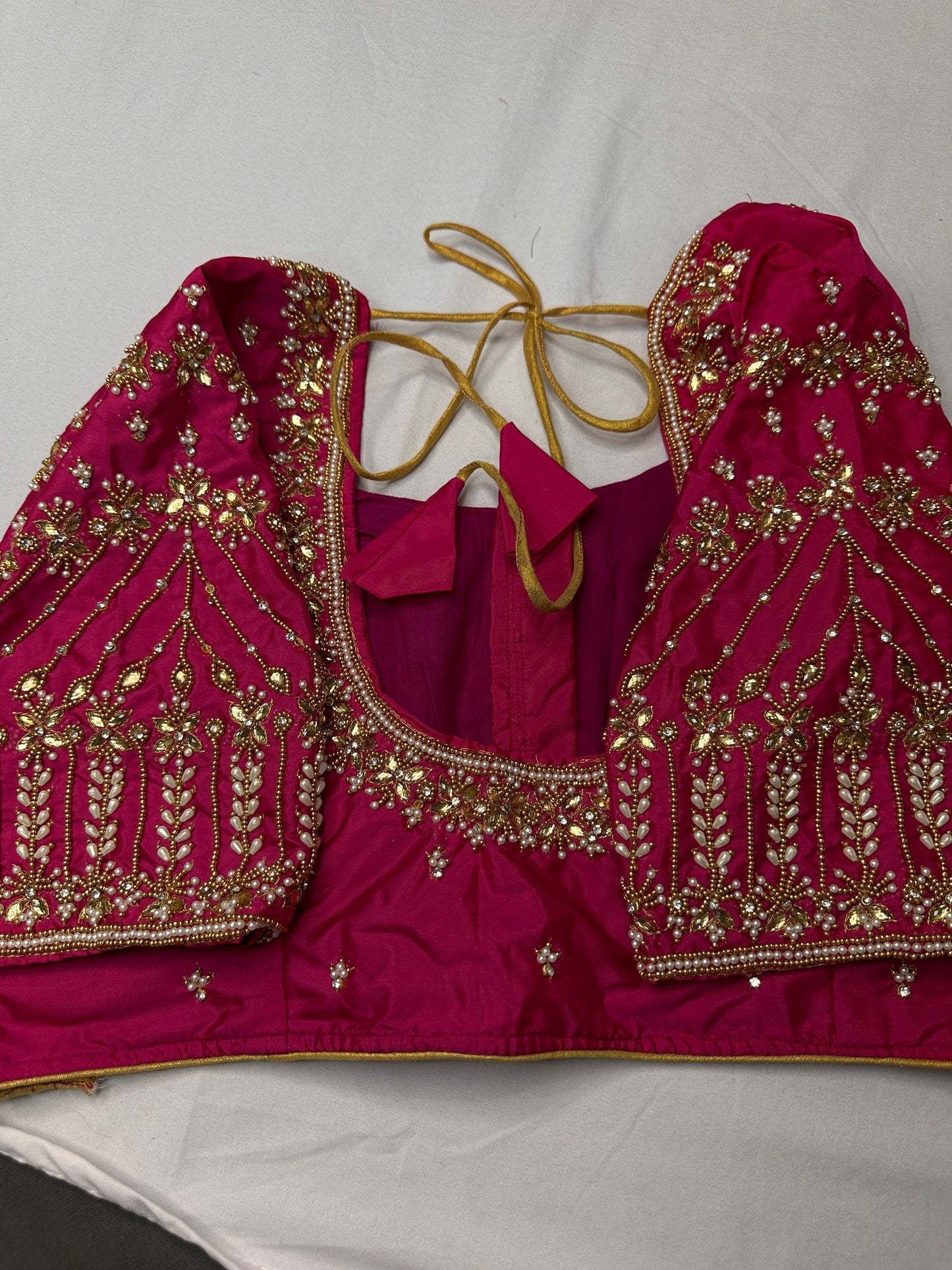 Pink Kardana Pearls Maggam Blouse