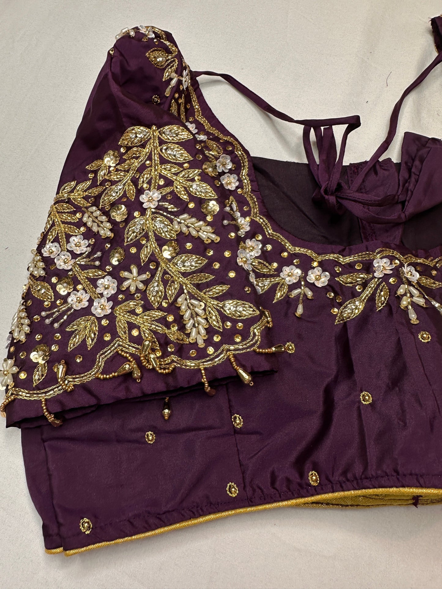 Pearl Maggam Purple Blouse