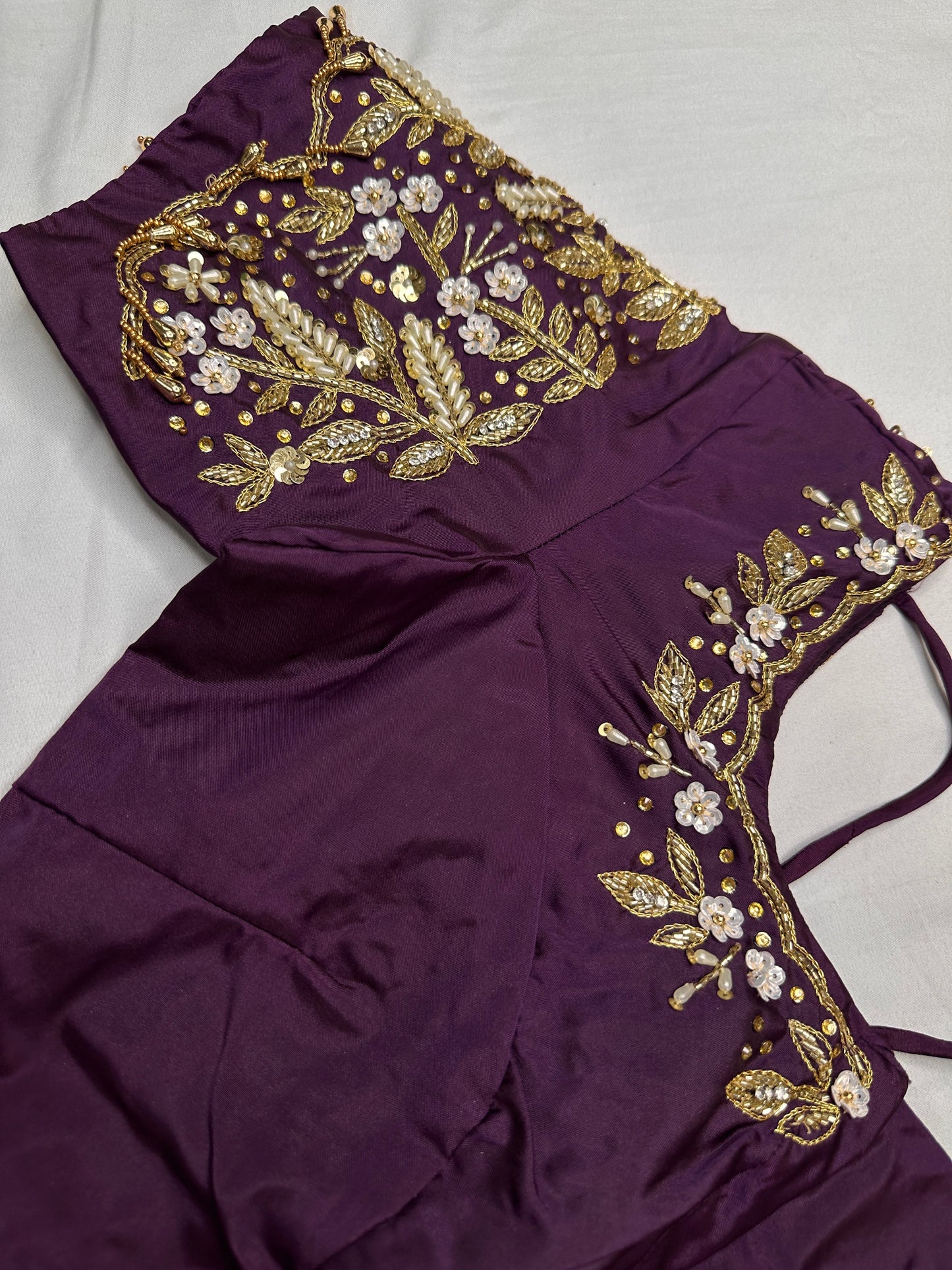 Pearl Maggam Purple Blouse