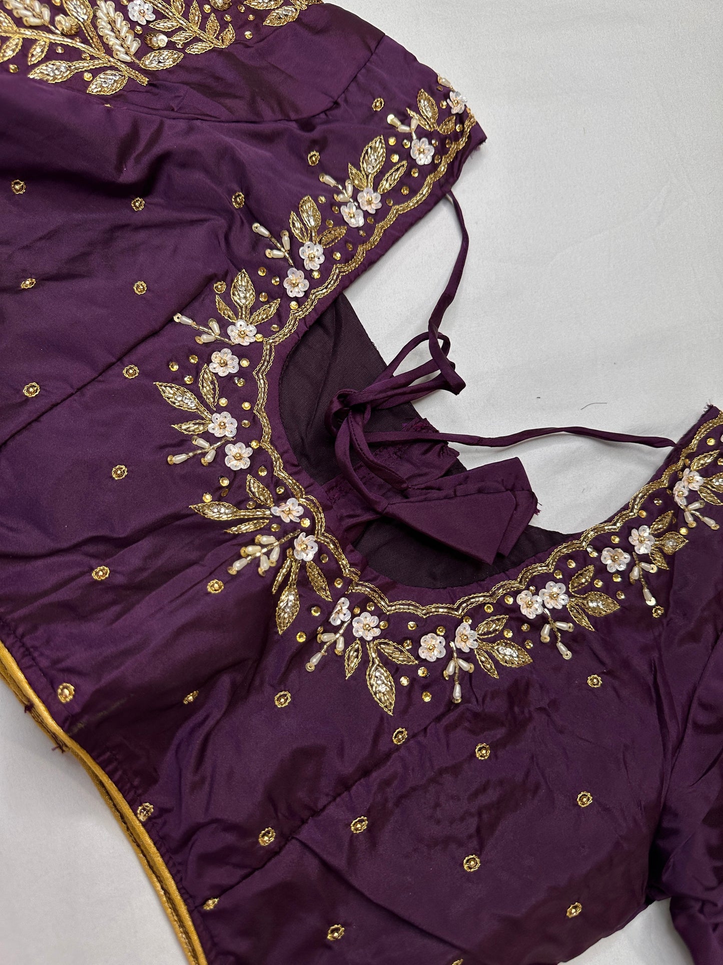 Pearl Maggam Purple Blouse