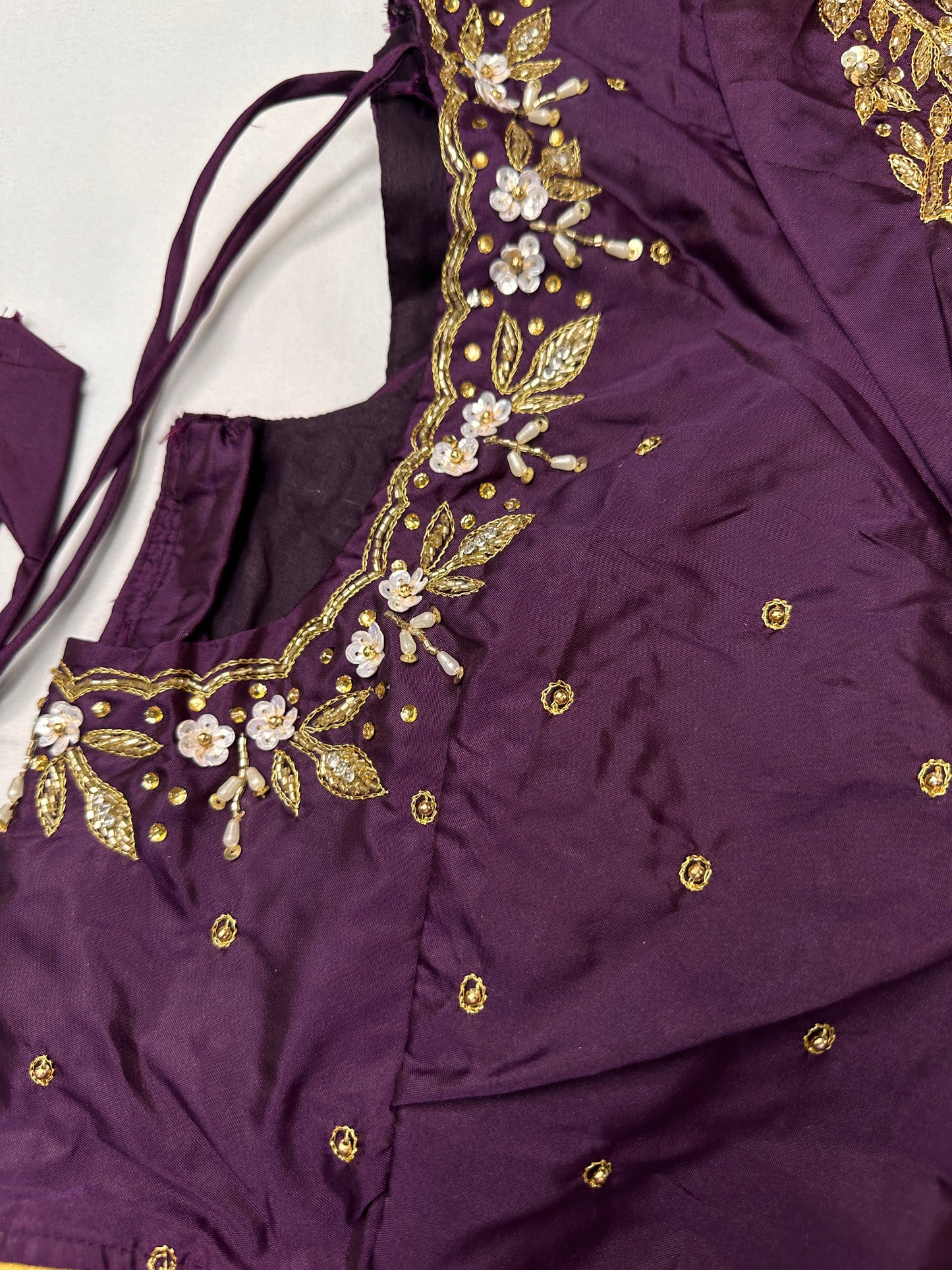 Pearl Maggam Purple Blouse