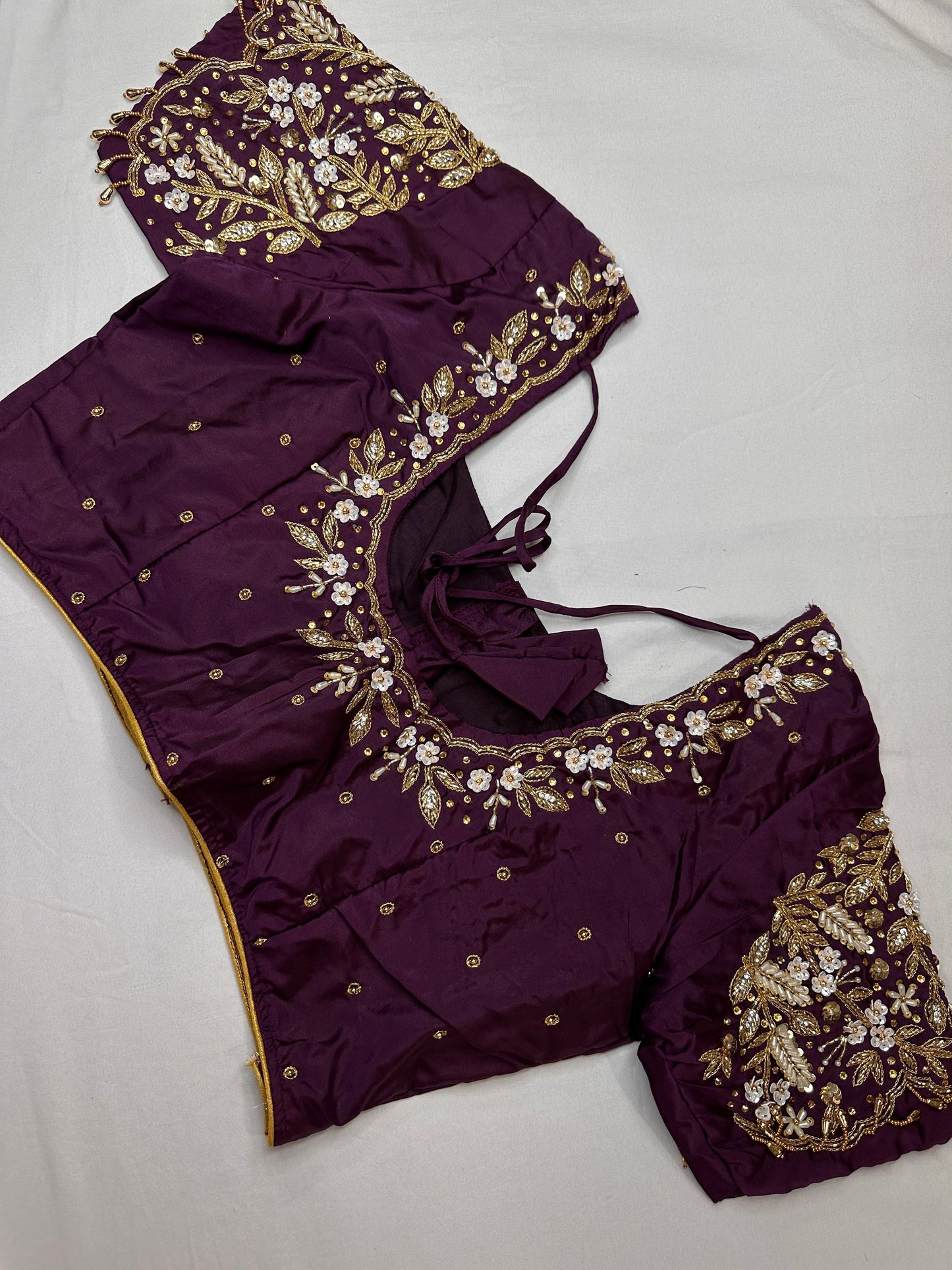 Pearl Maggam Purple Blouse