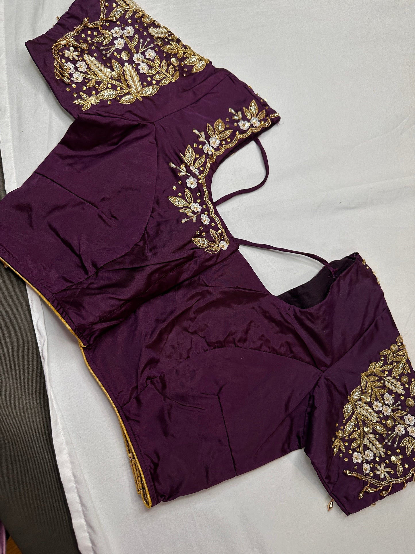 Pearl Maggam Purple Blouse