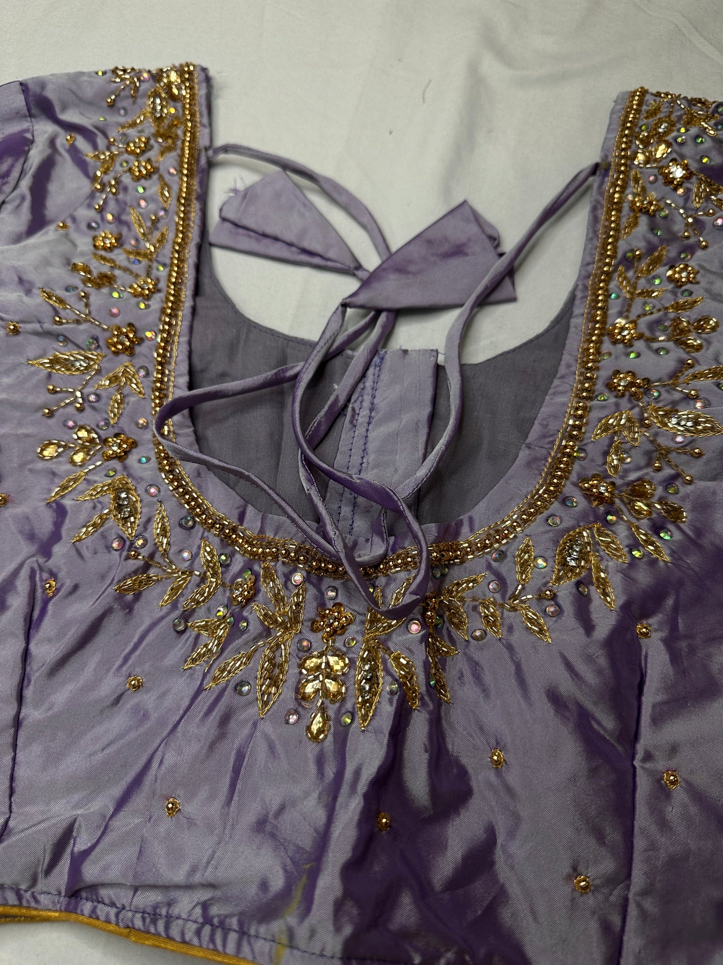 Pearl Maggam Purple Blouse