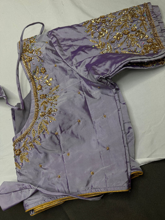 Pearl Maggam Purple Blouse