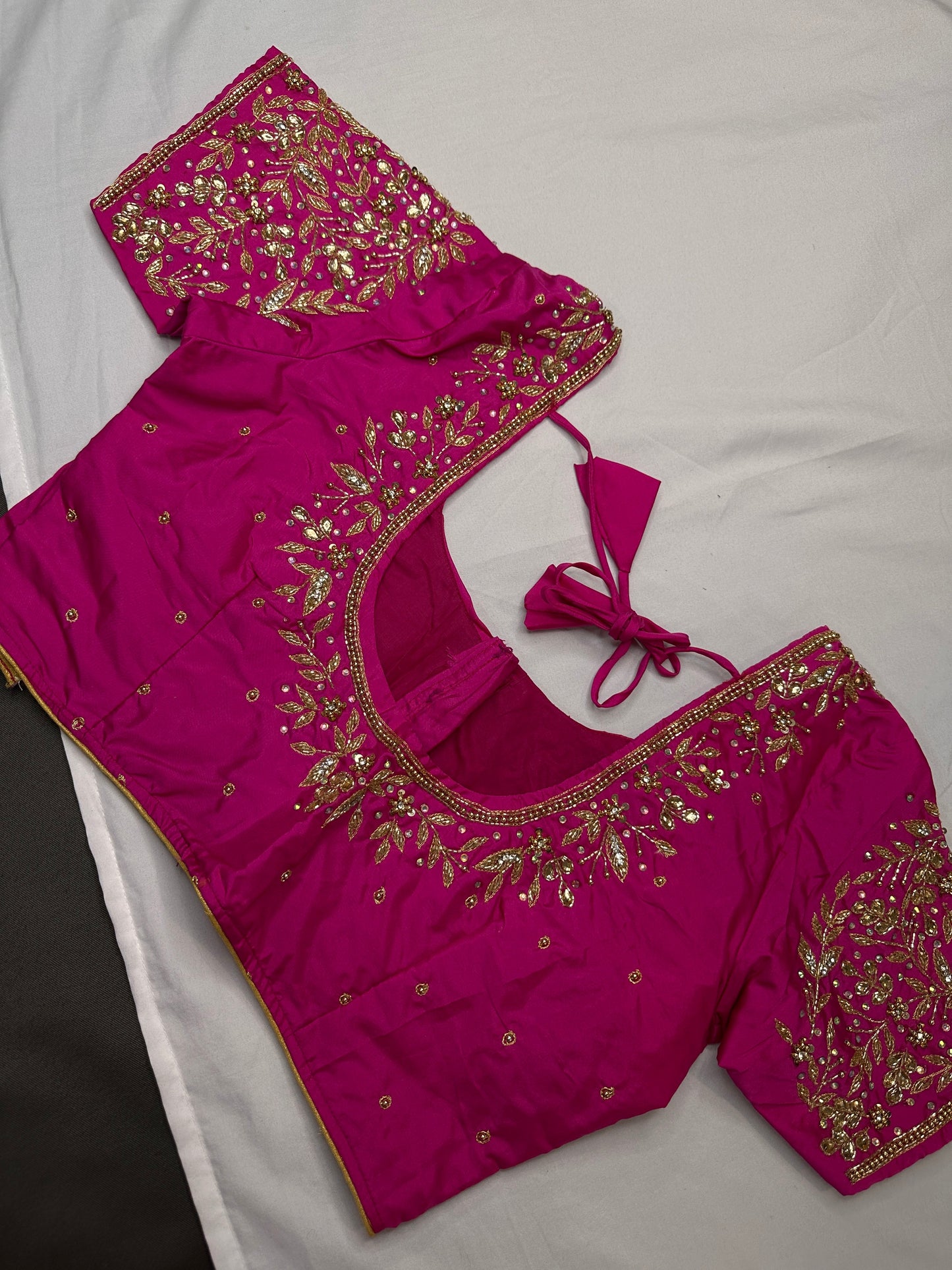 Pearl Maggam Pink Blouse