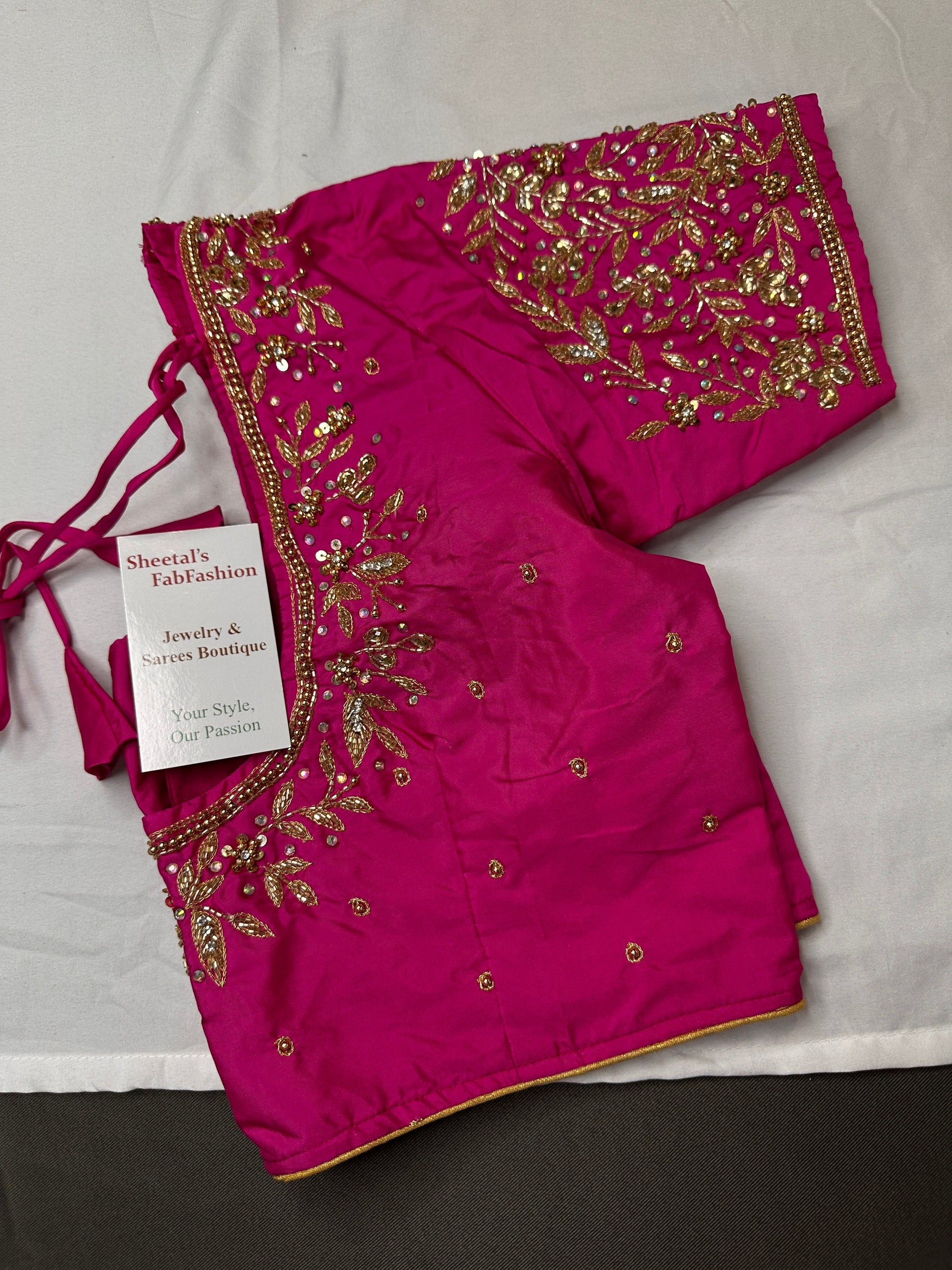 Pearl Maggam Pink Blouse