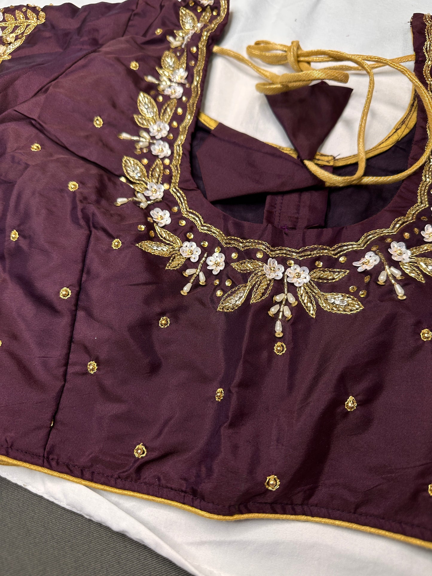 Pearl Maggam Plum Blouse