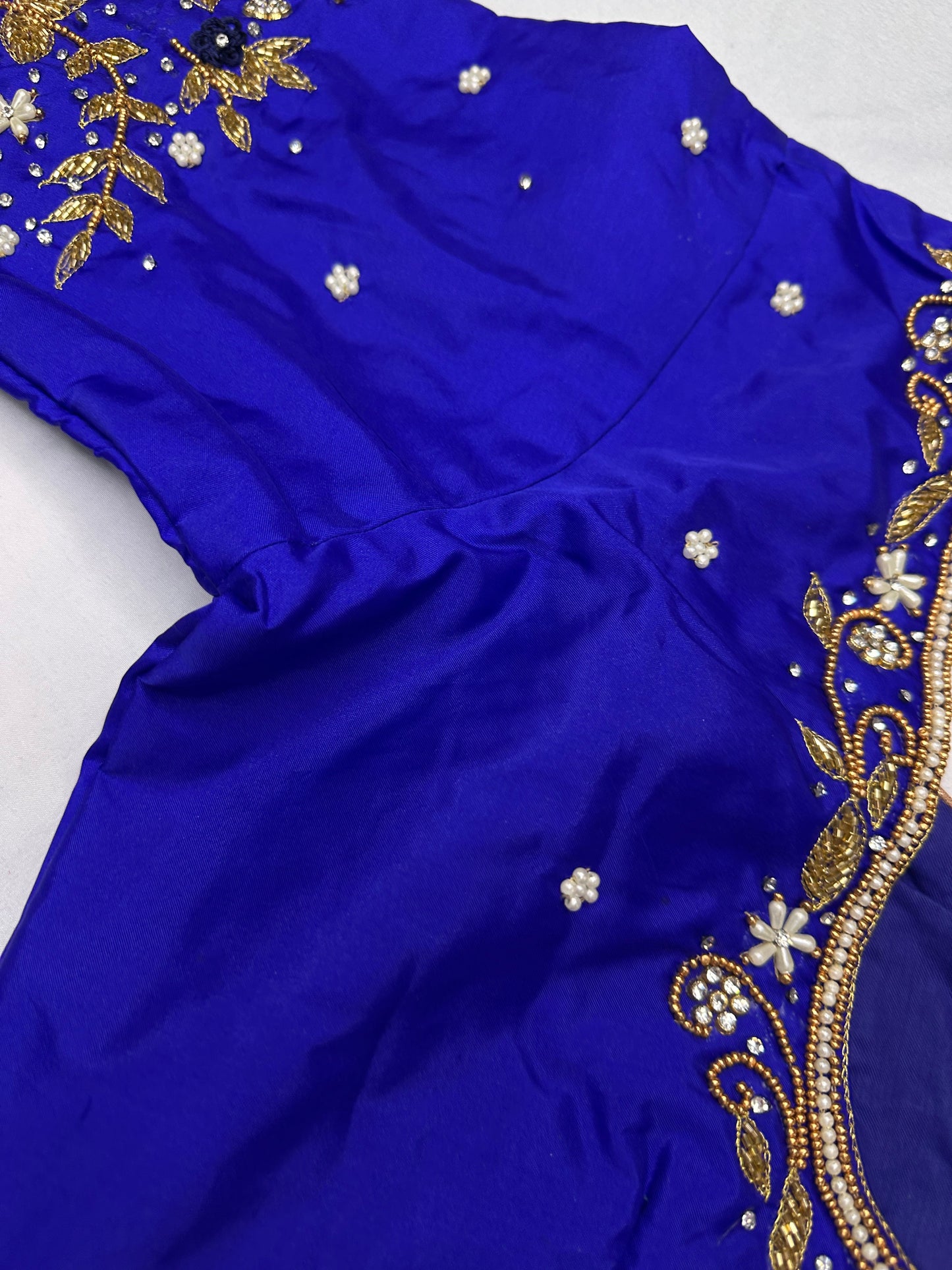 Blue Kardana Pearls Maggam Blouse