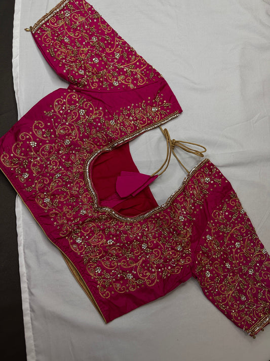 Pink Kardana Maggam Blouse