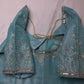 Blue Tissue Silk Silver Kardana Maggam Blouse