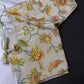 Cream Floral Green Embroidery Sequence Silk Blouse