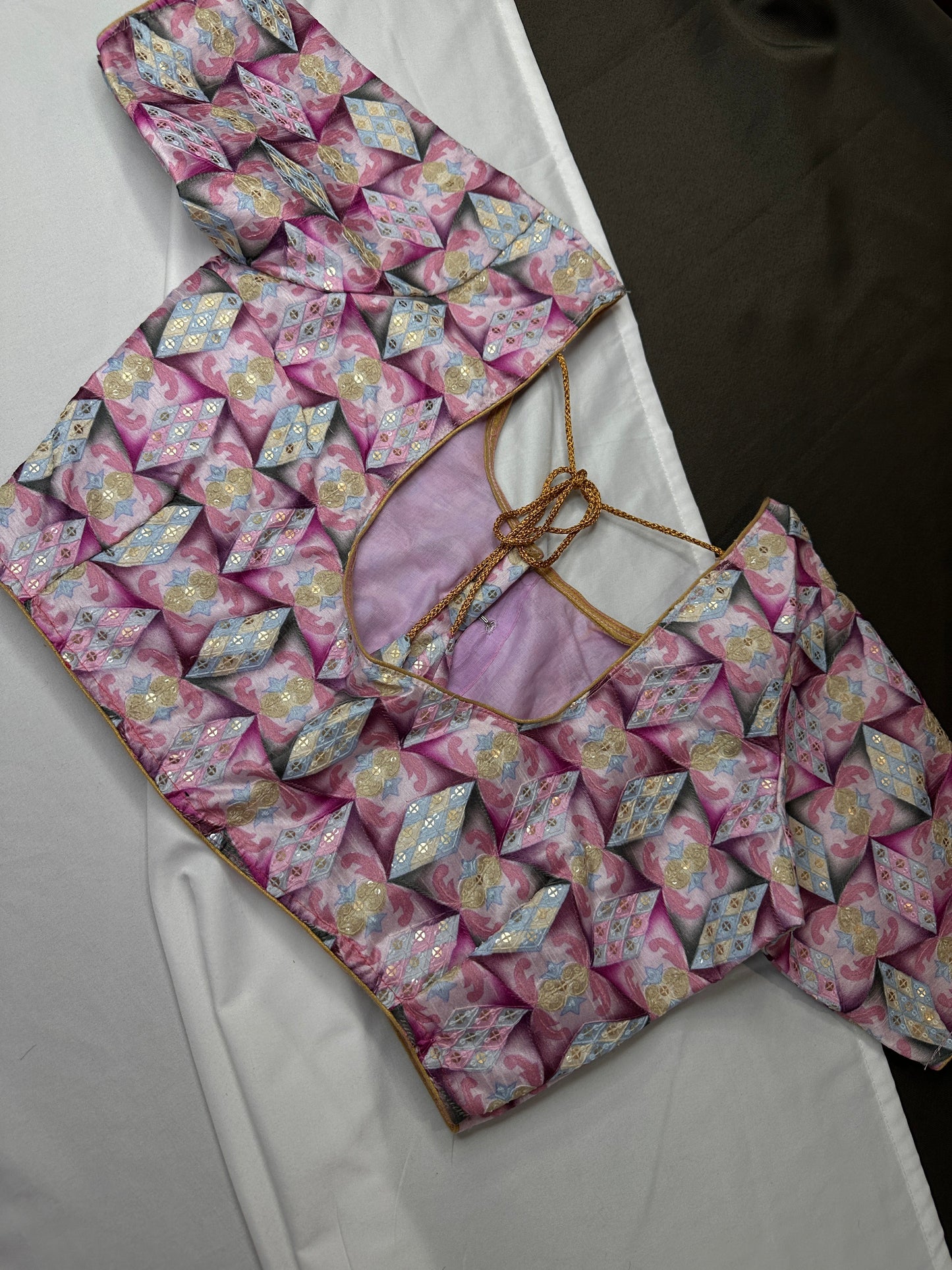 Purple Sequence Embroidery Silk Blouse