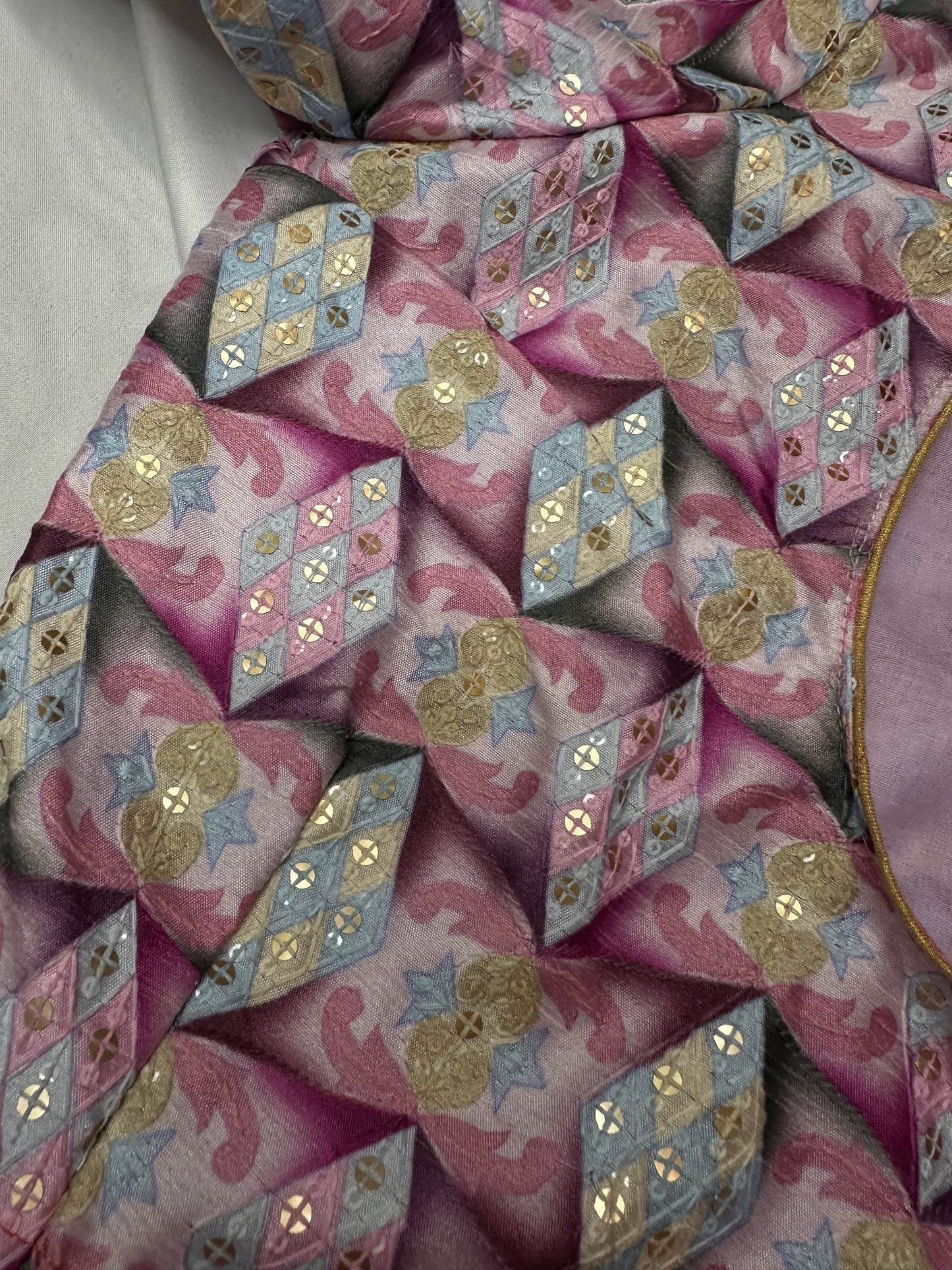 Purple Sequence Embroidery Silk Blouse