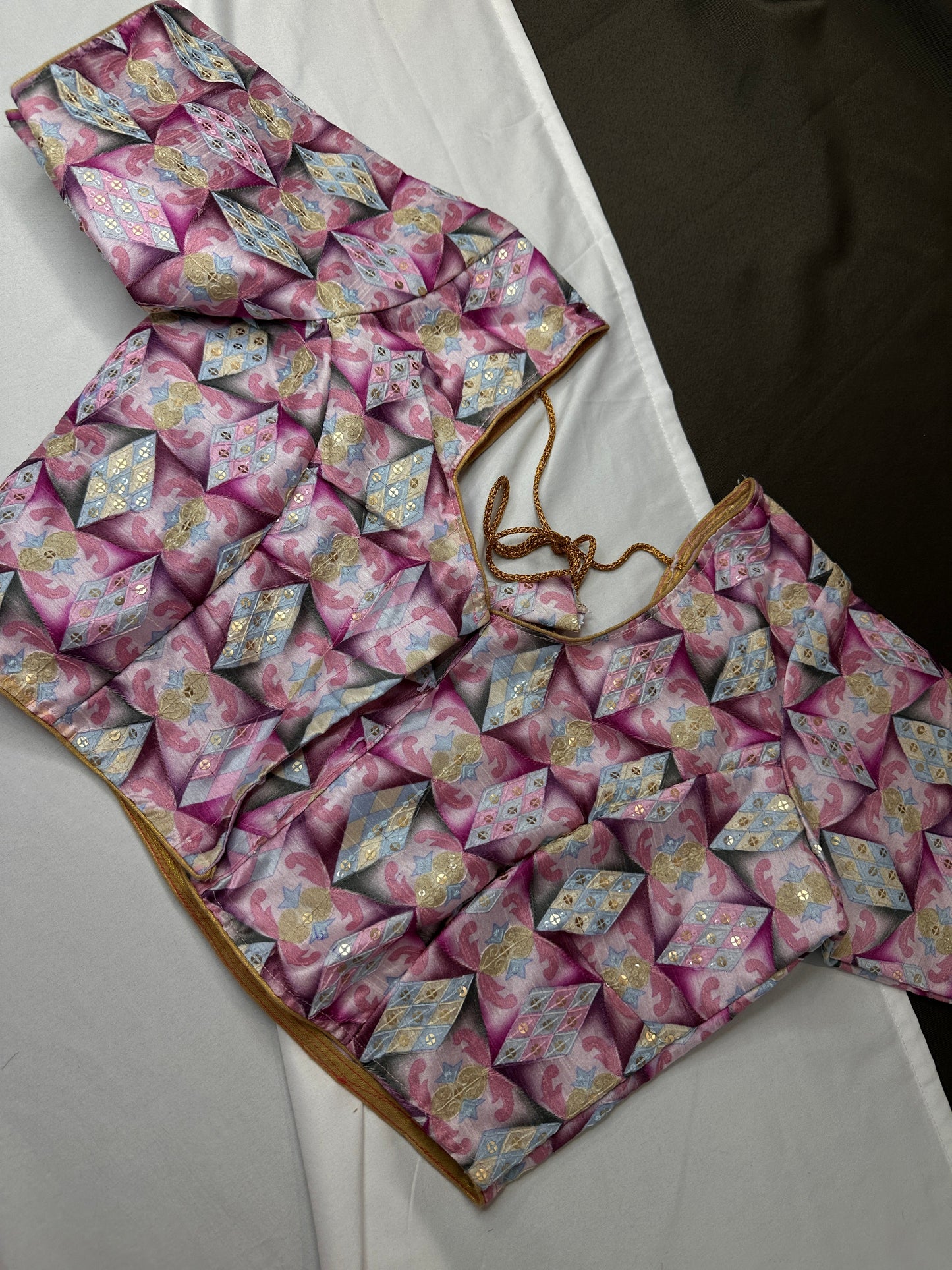 Purple Sequence Embroidery Silk Blouse