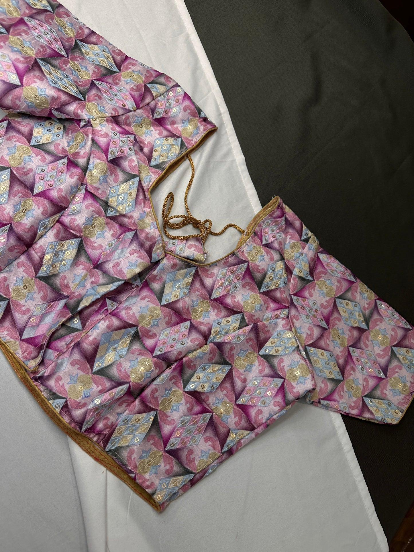 Purple Sequence Embroidery Silk Blouse