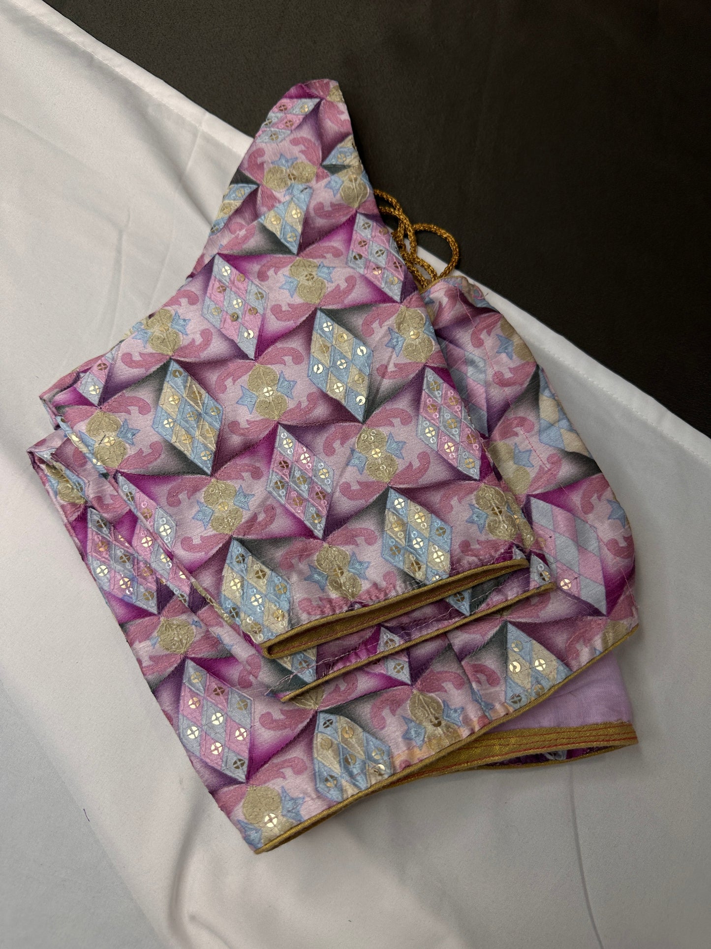 Purple Sequence Embroidery Silk Blouse