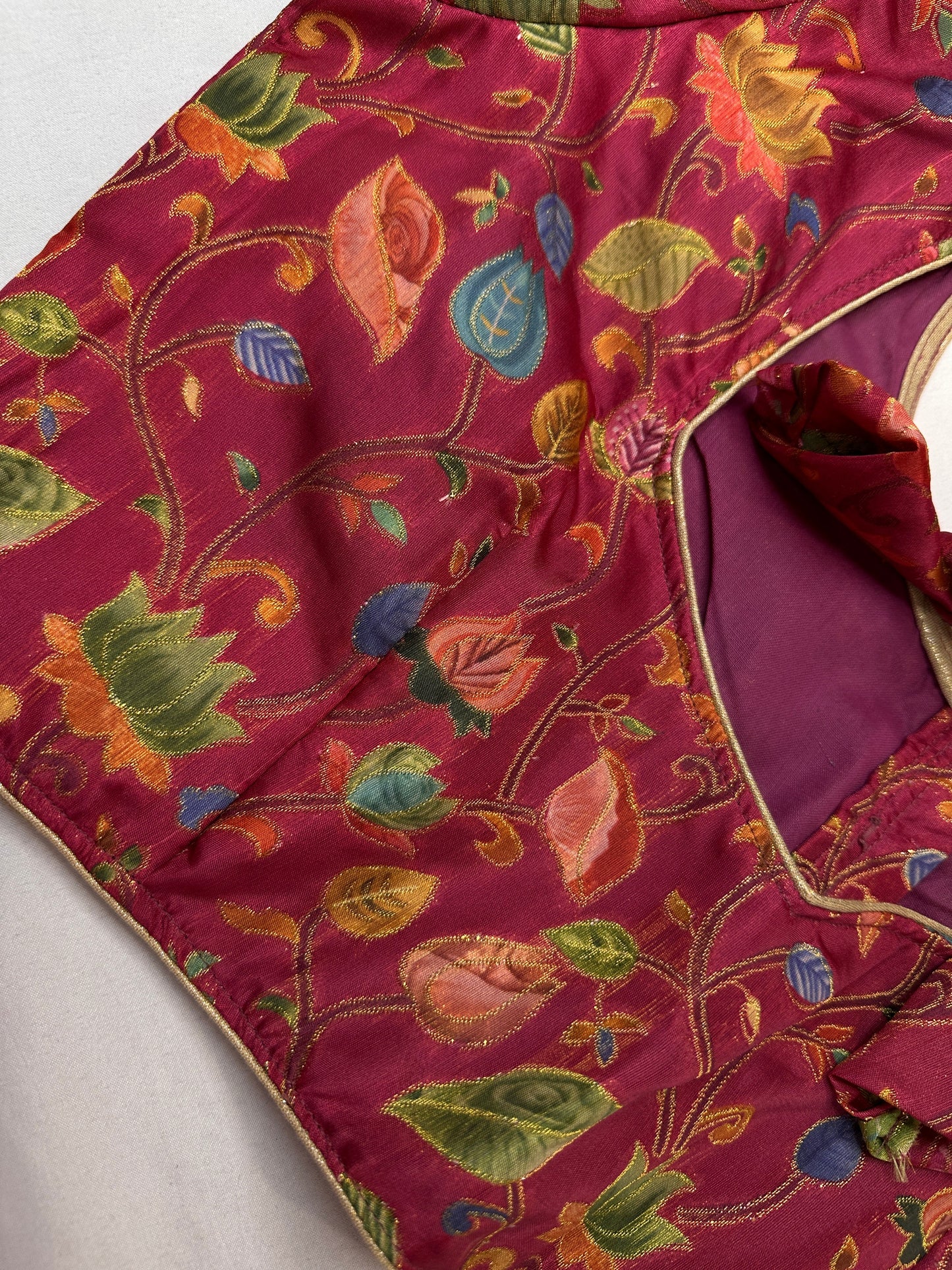 Pink Silk Kalamkari Blouse
