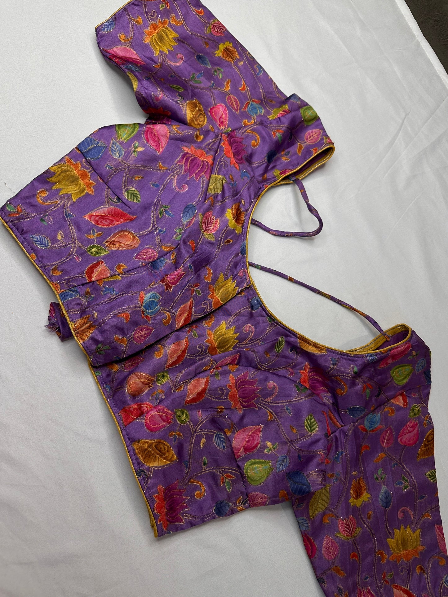 Purple Silk Kalamkari Blouse
