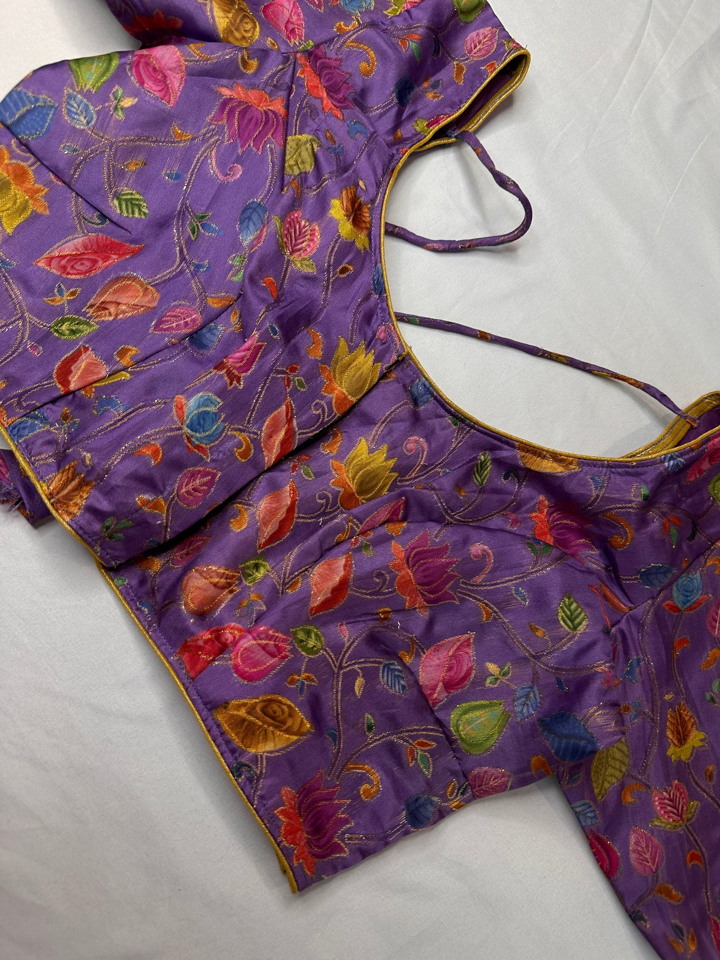 Purple Silk Kalamkari Blouse