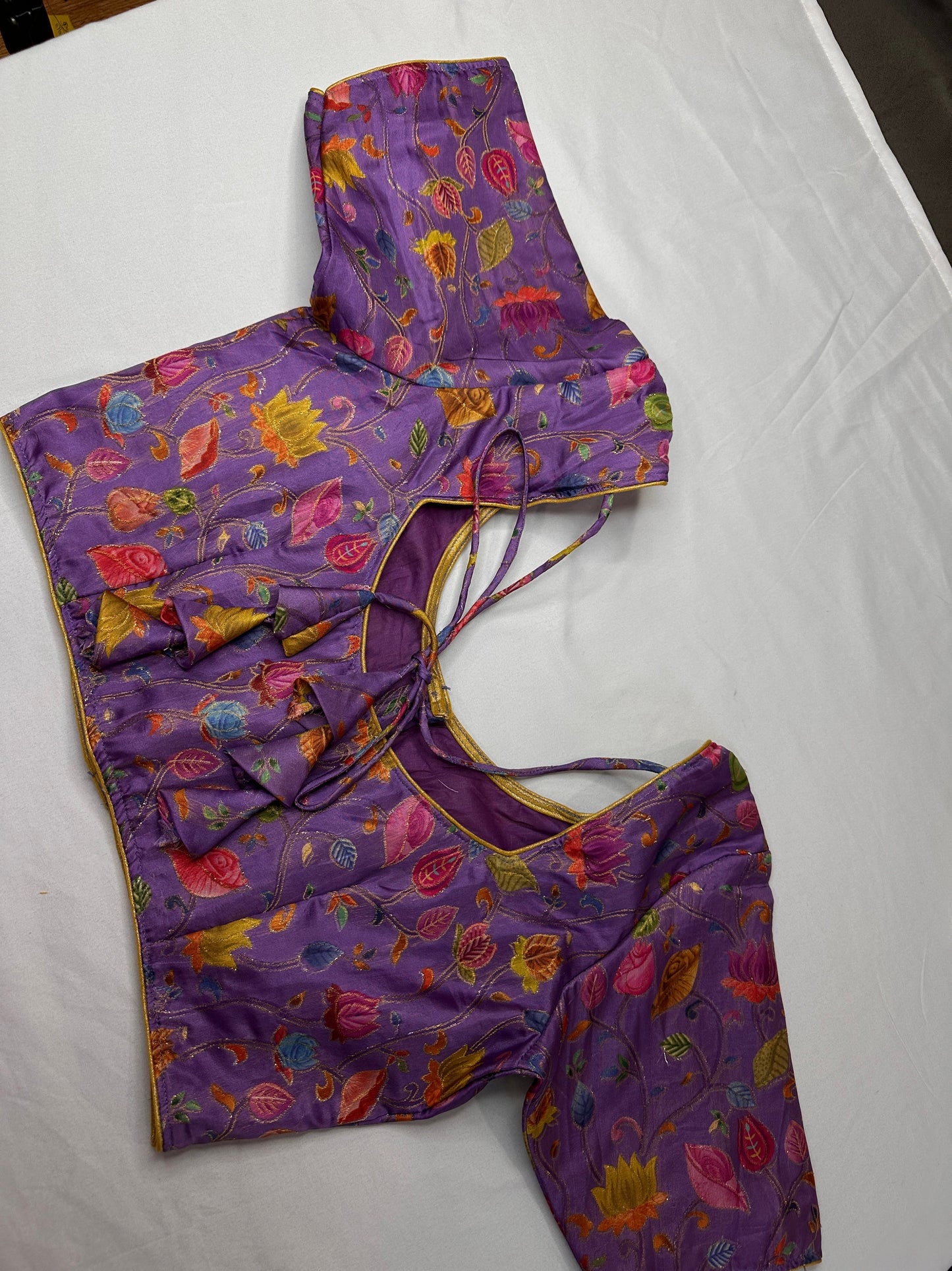 Purple Silk Kalamkari Blouse